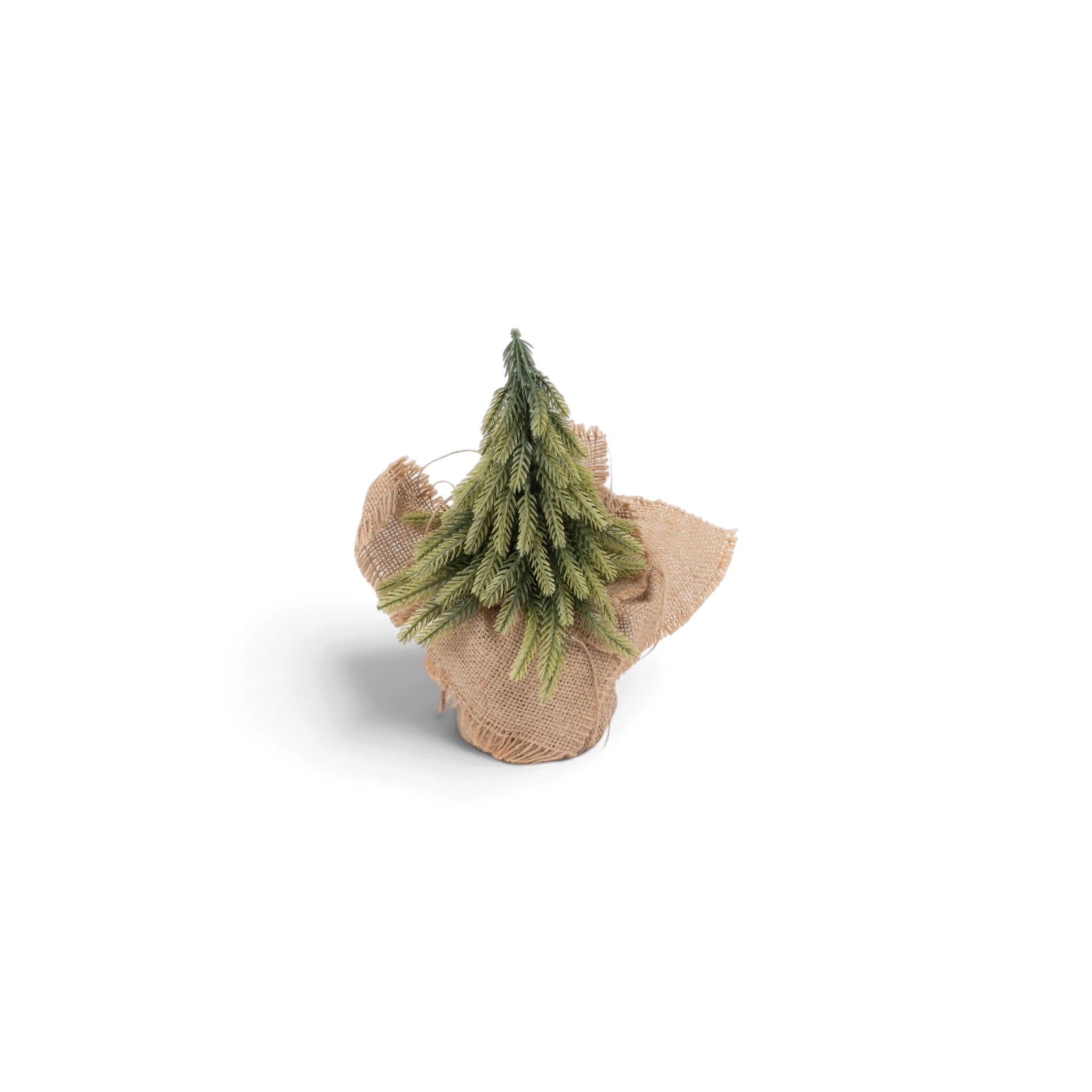 Flocked Mini Tree with Burlap Base Without Light - 20cm