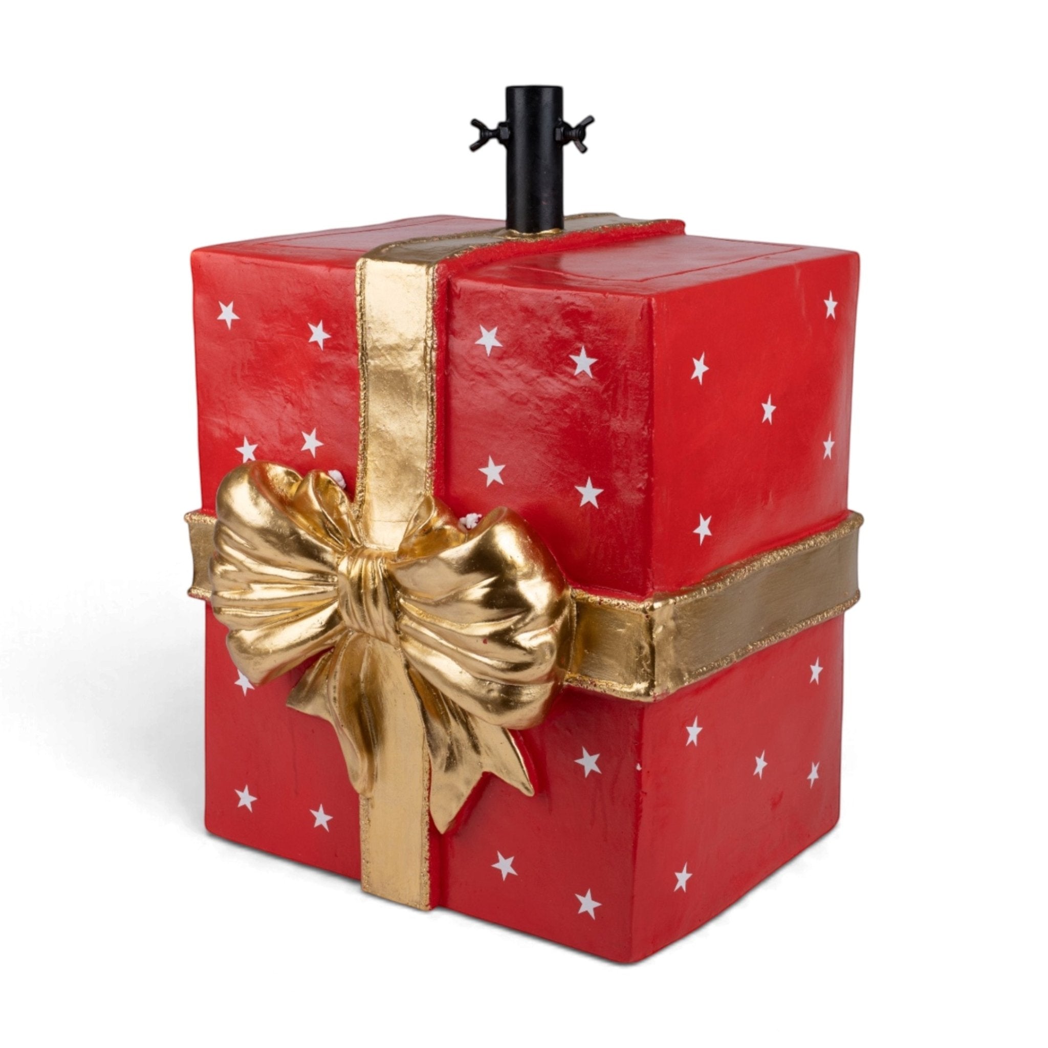 Gift Box Christmas Tree Stand - Red &amp; Gold - Urban Home