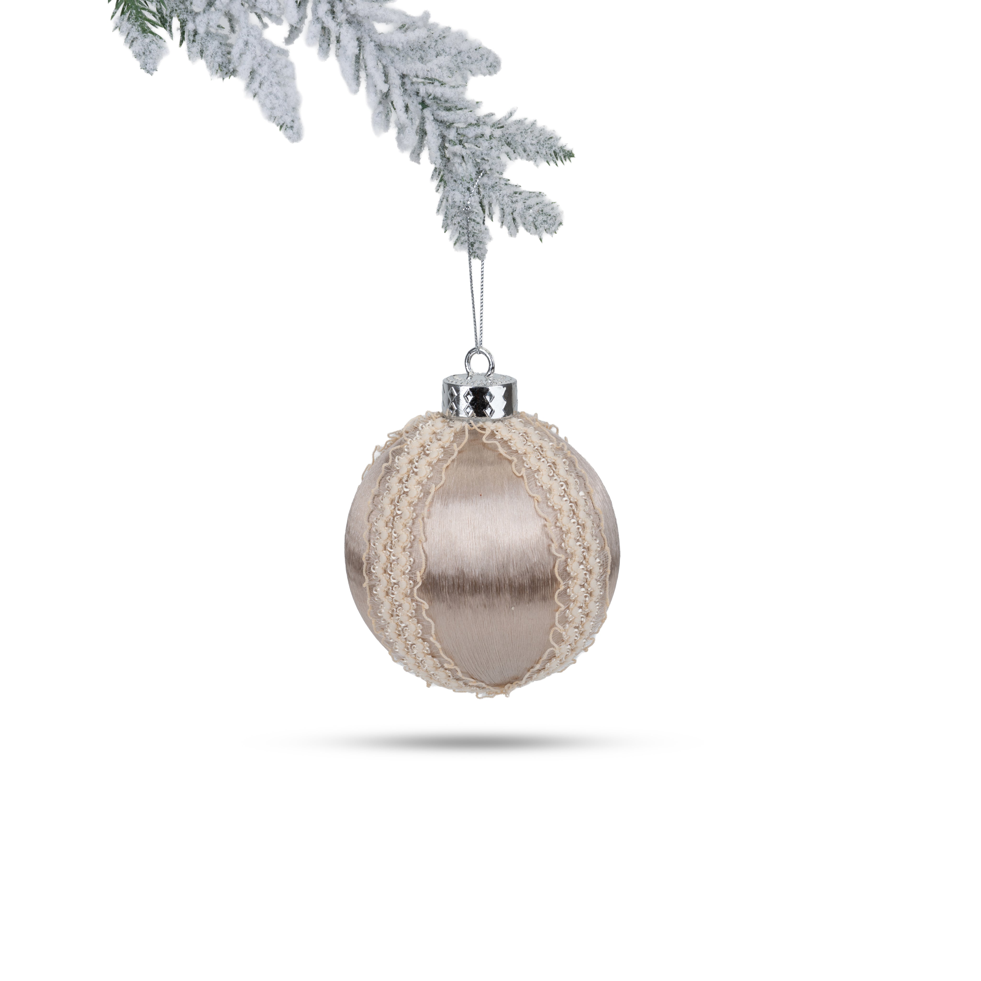 Satin Ball with Lace Band - Champagne - 10cm