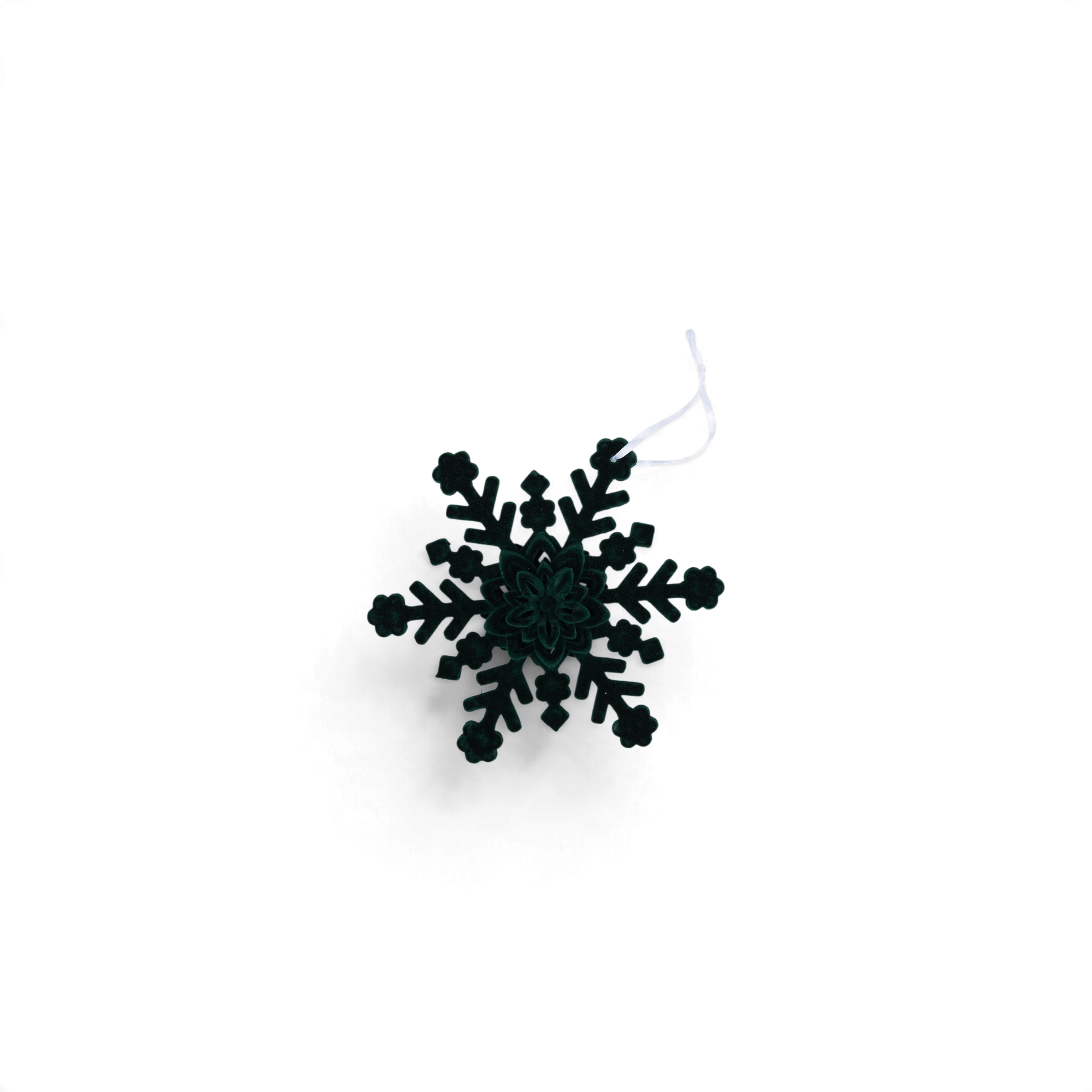 Velvet Snowflake Hanging Ornament - Forest Green