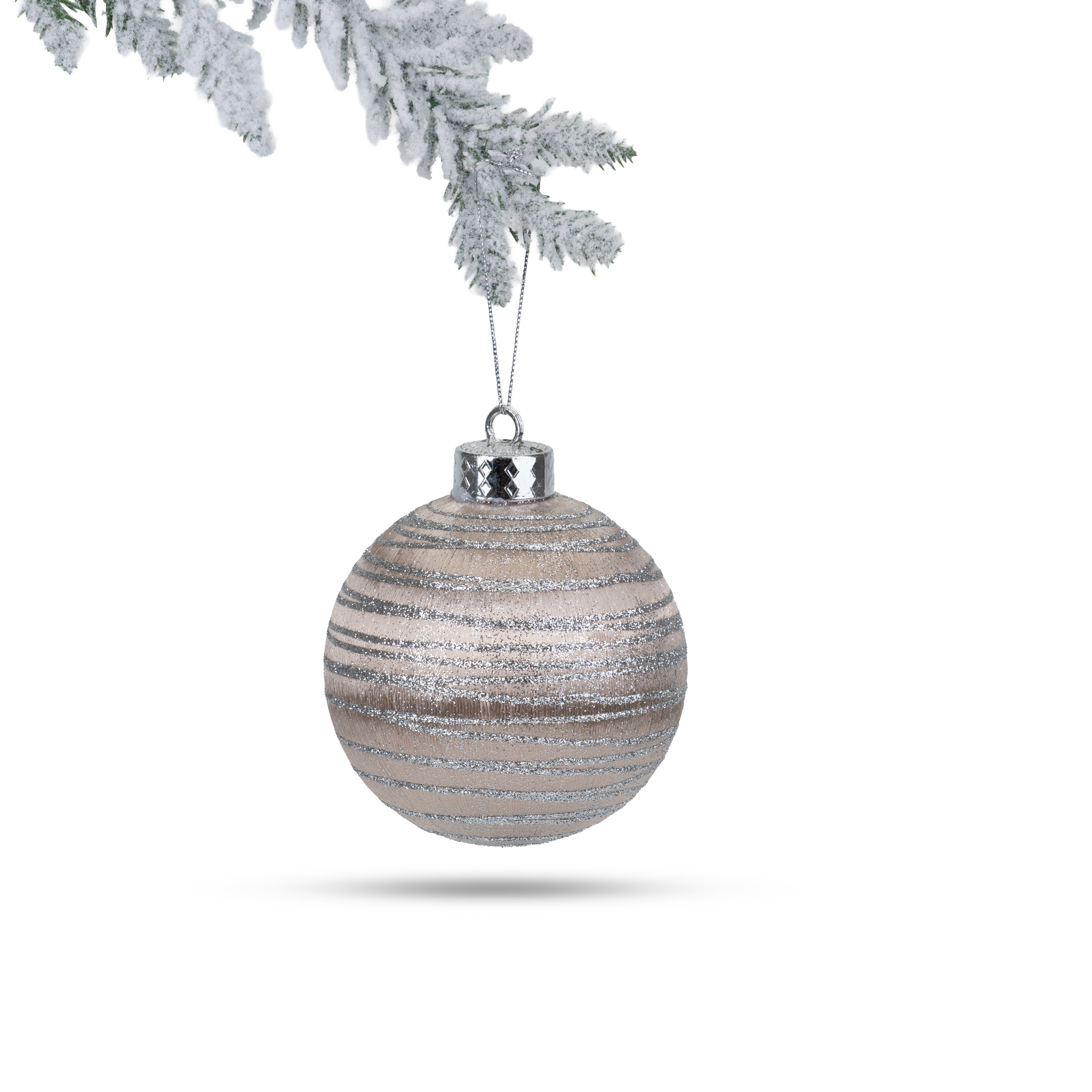 Striped Satin Ball - Champagne - 10cm