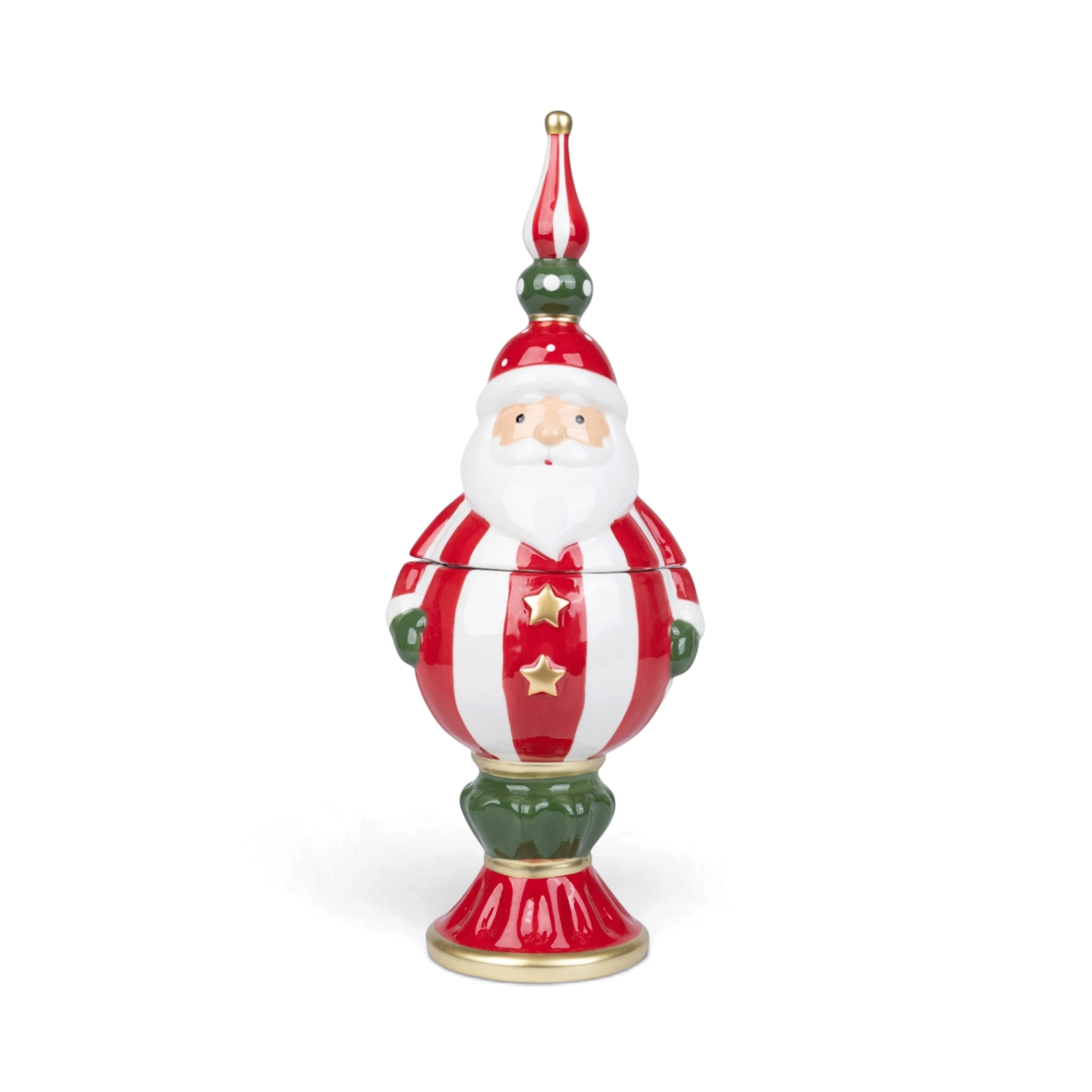 Santa Figurine on Stand - Red & Green