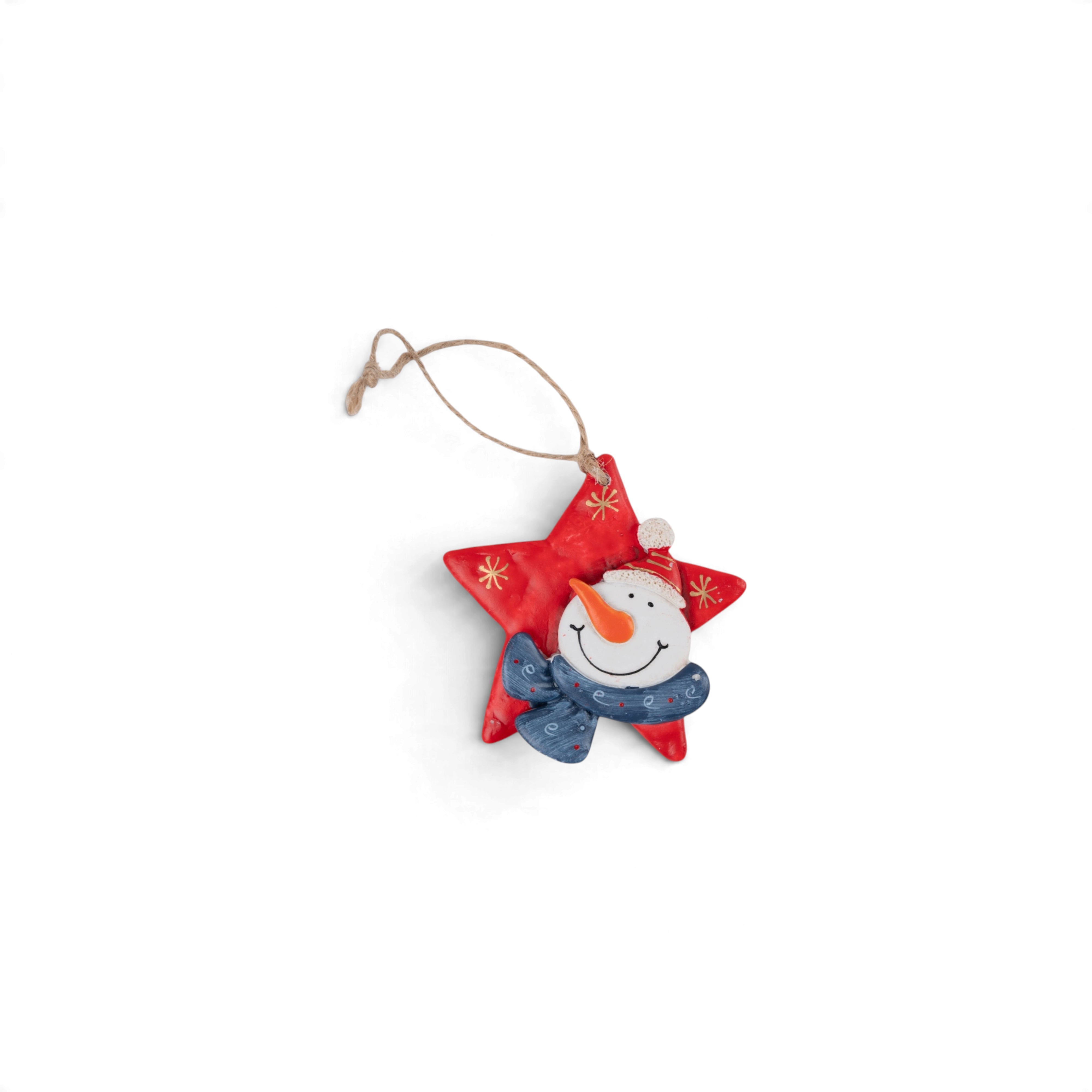 Wooden Tree Display with Hanging Ornaments - Snowman