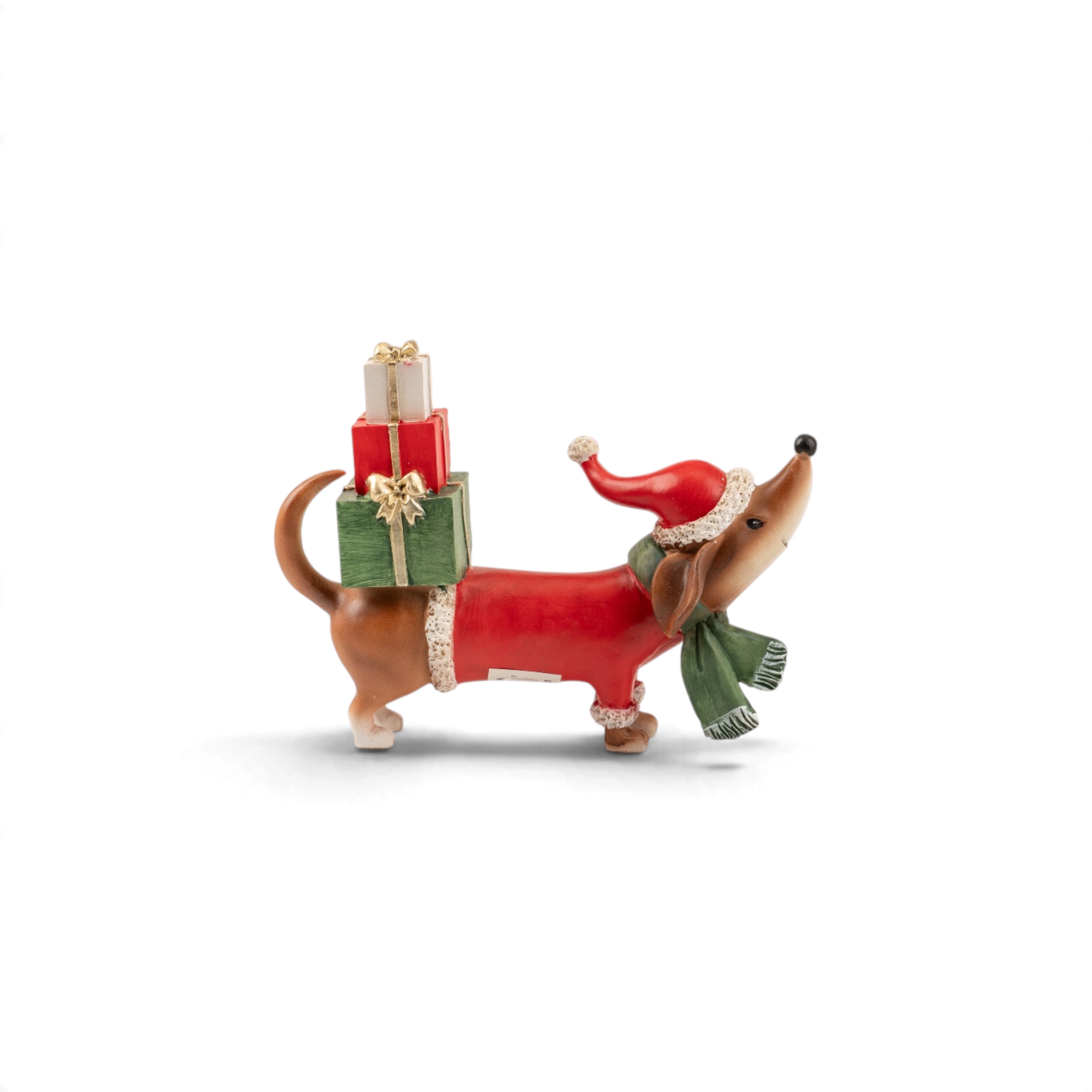 Dachshund with Santa Hat & Gifts Figurine