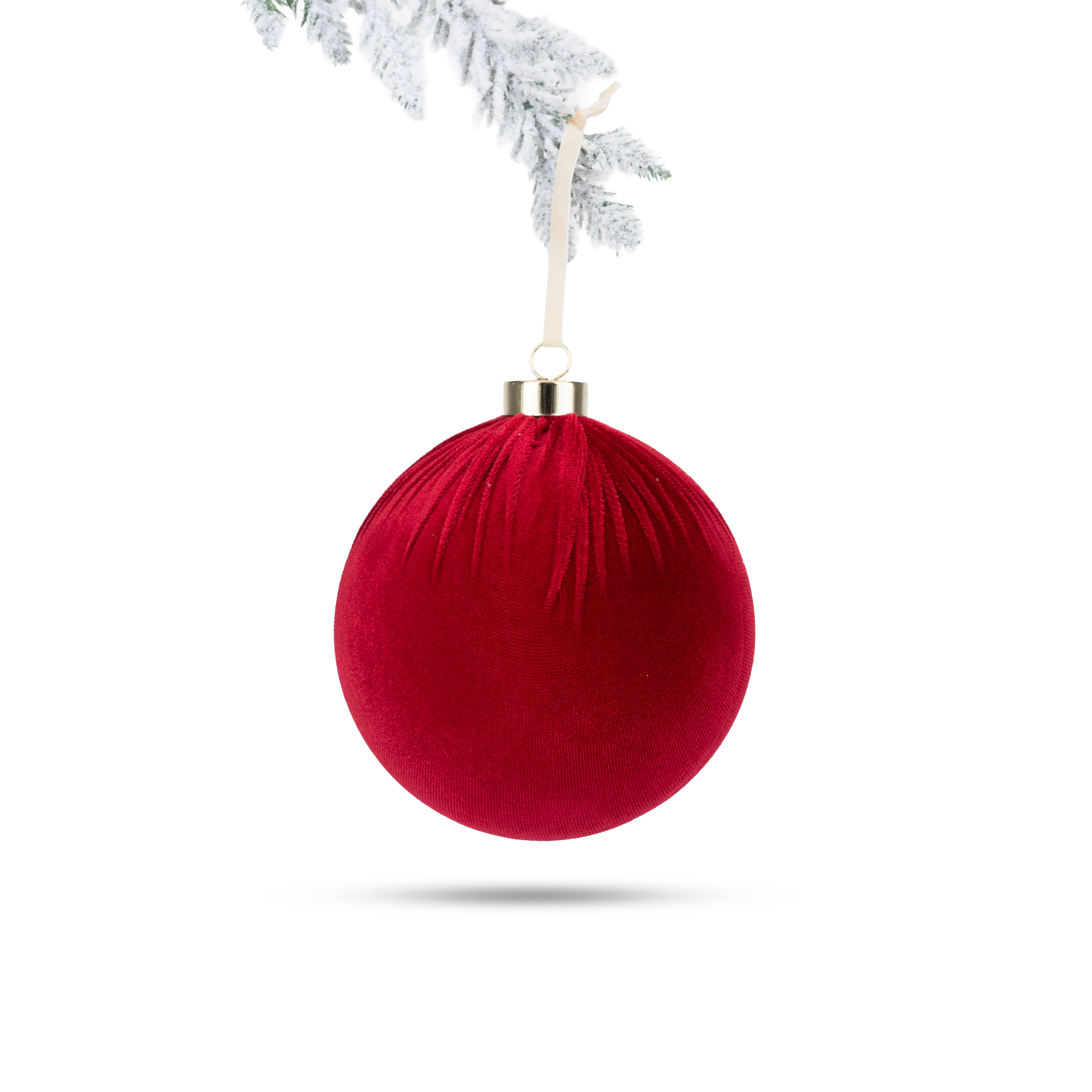 Velvet Christmas Ball - Red - 15cm