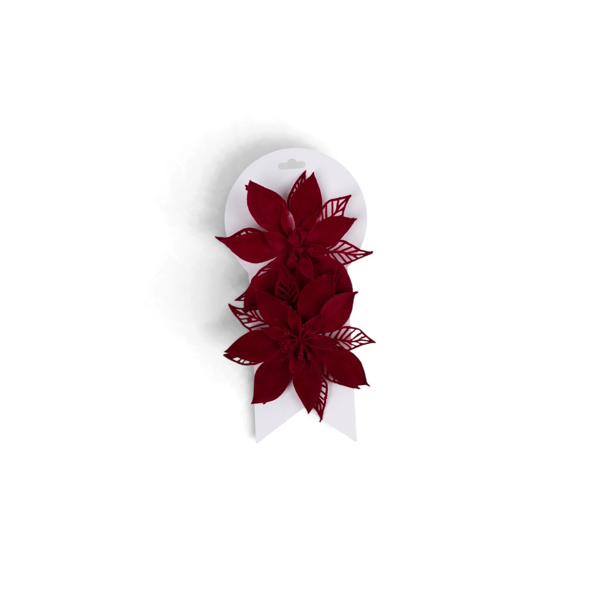 Velvet Poinsettia Flower - Burgundy