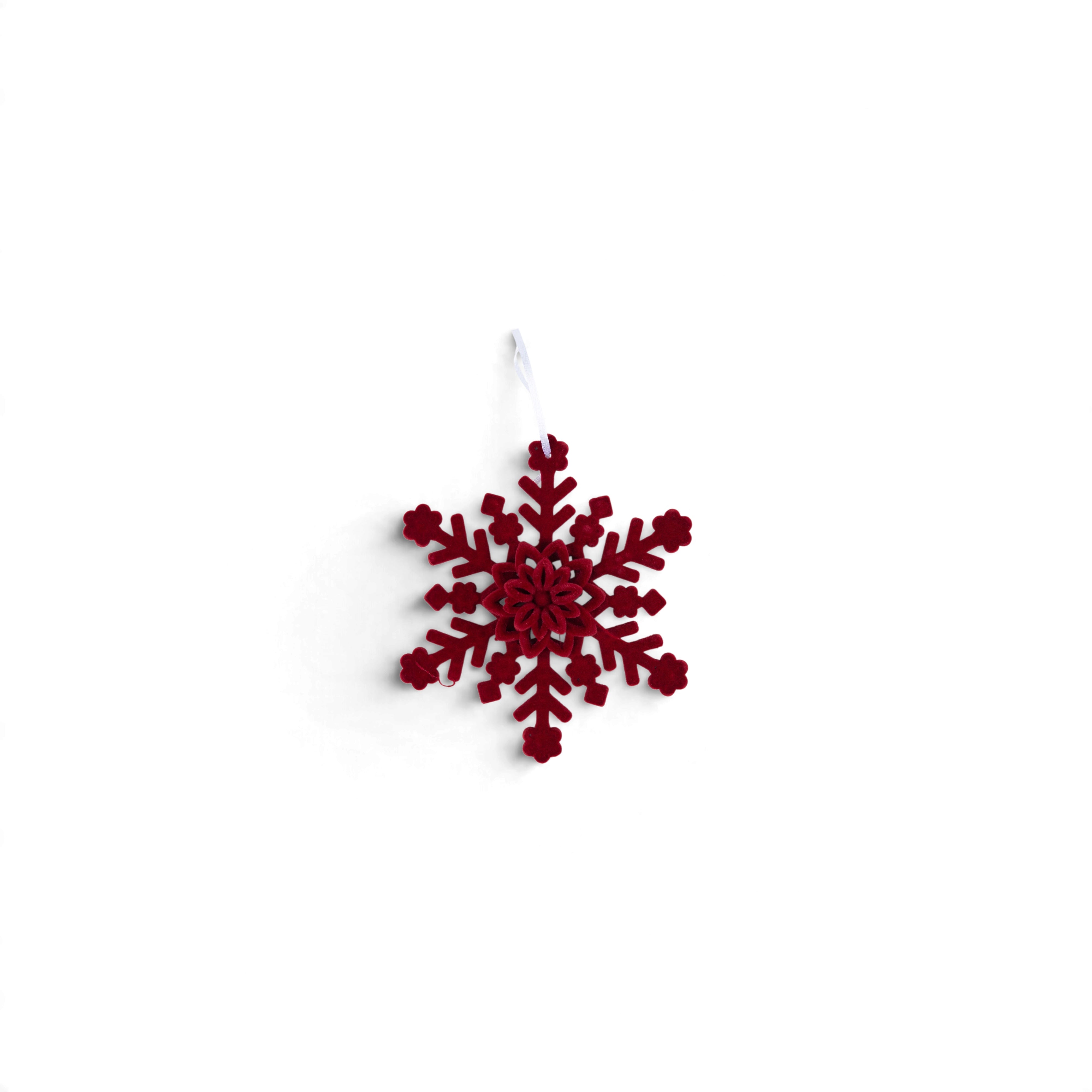 Velvet Snowflake Hanging Ornament - Burgundy