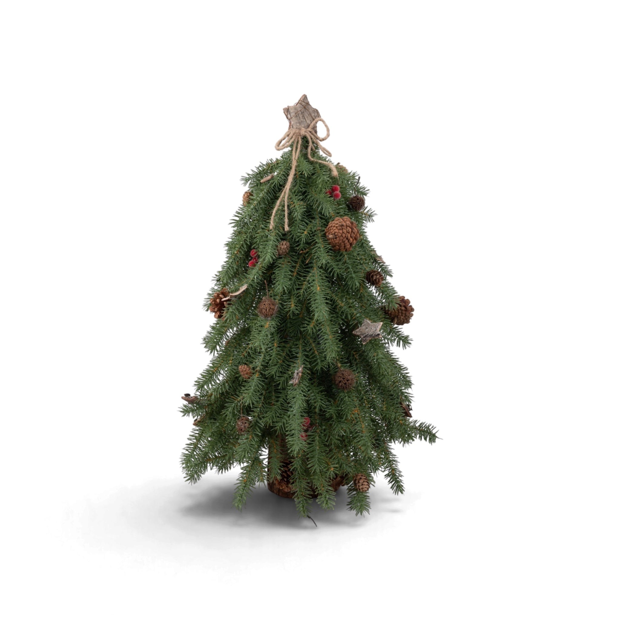 Pine Tree with Red Berries & Stars - 65cm