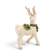 White Furry Deer with Wreath & Green Scarf - 38*25*68