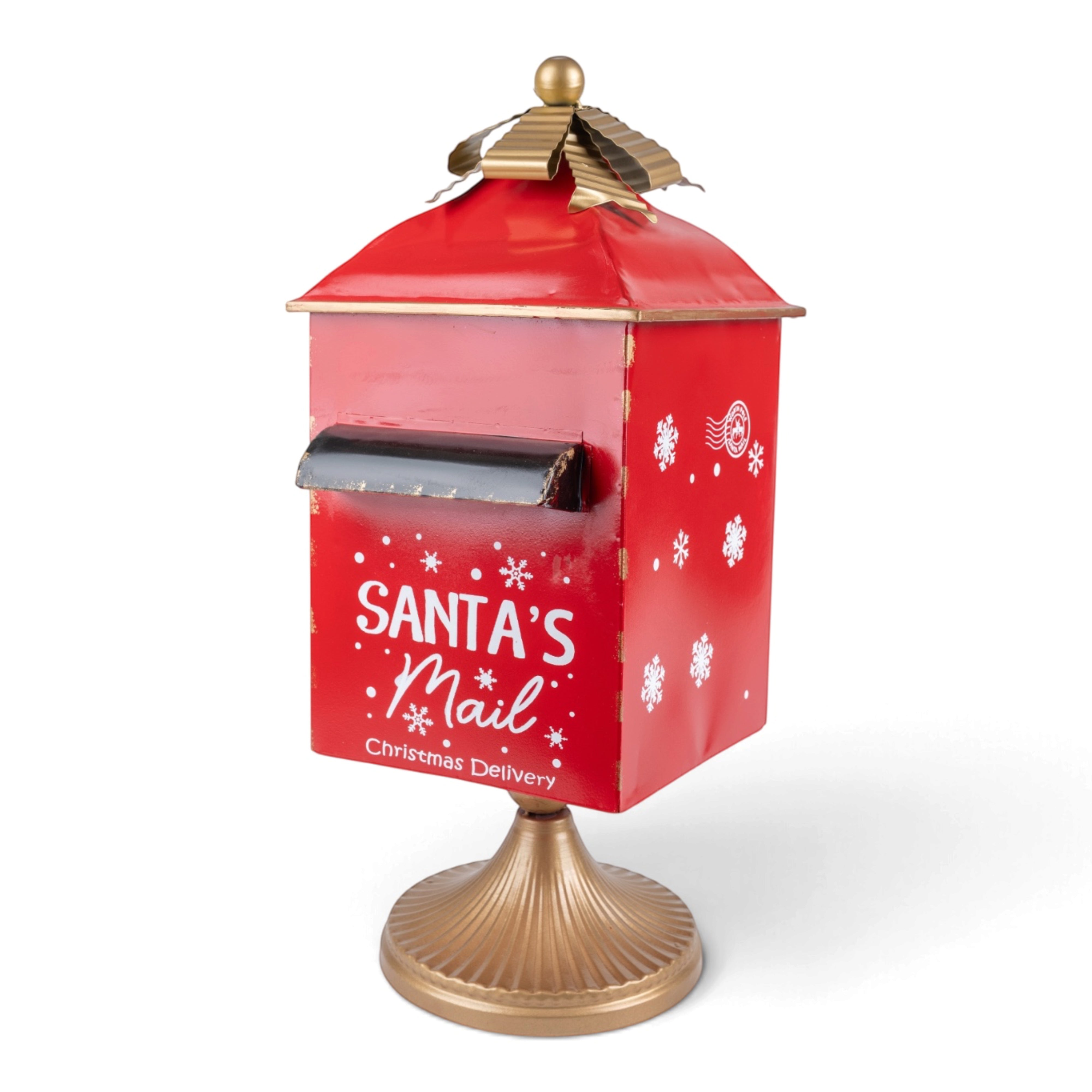 Santa's Mail Mailbox on Gold Stand
