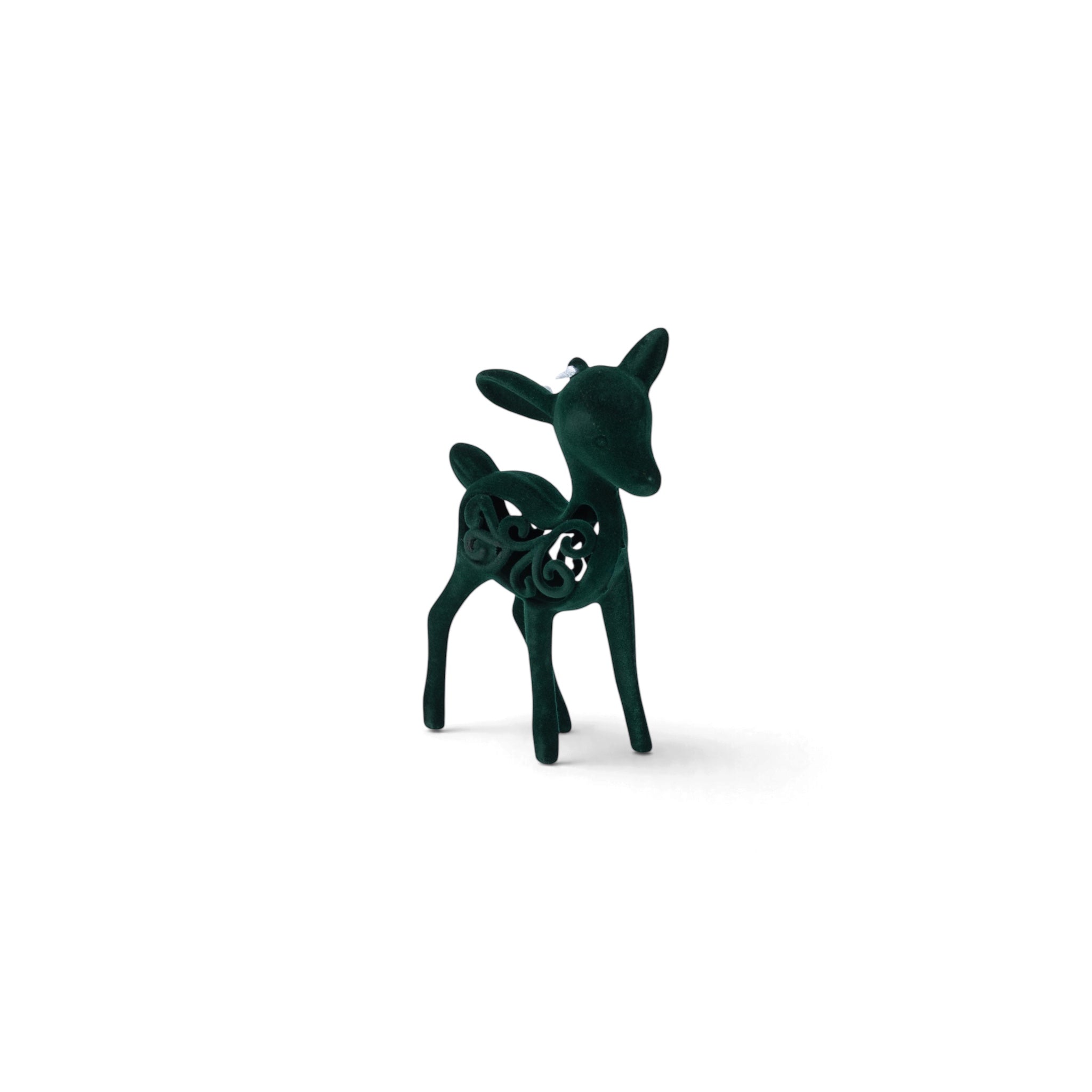 Velvet Fawn Hanging Deer - Forest Green