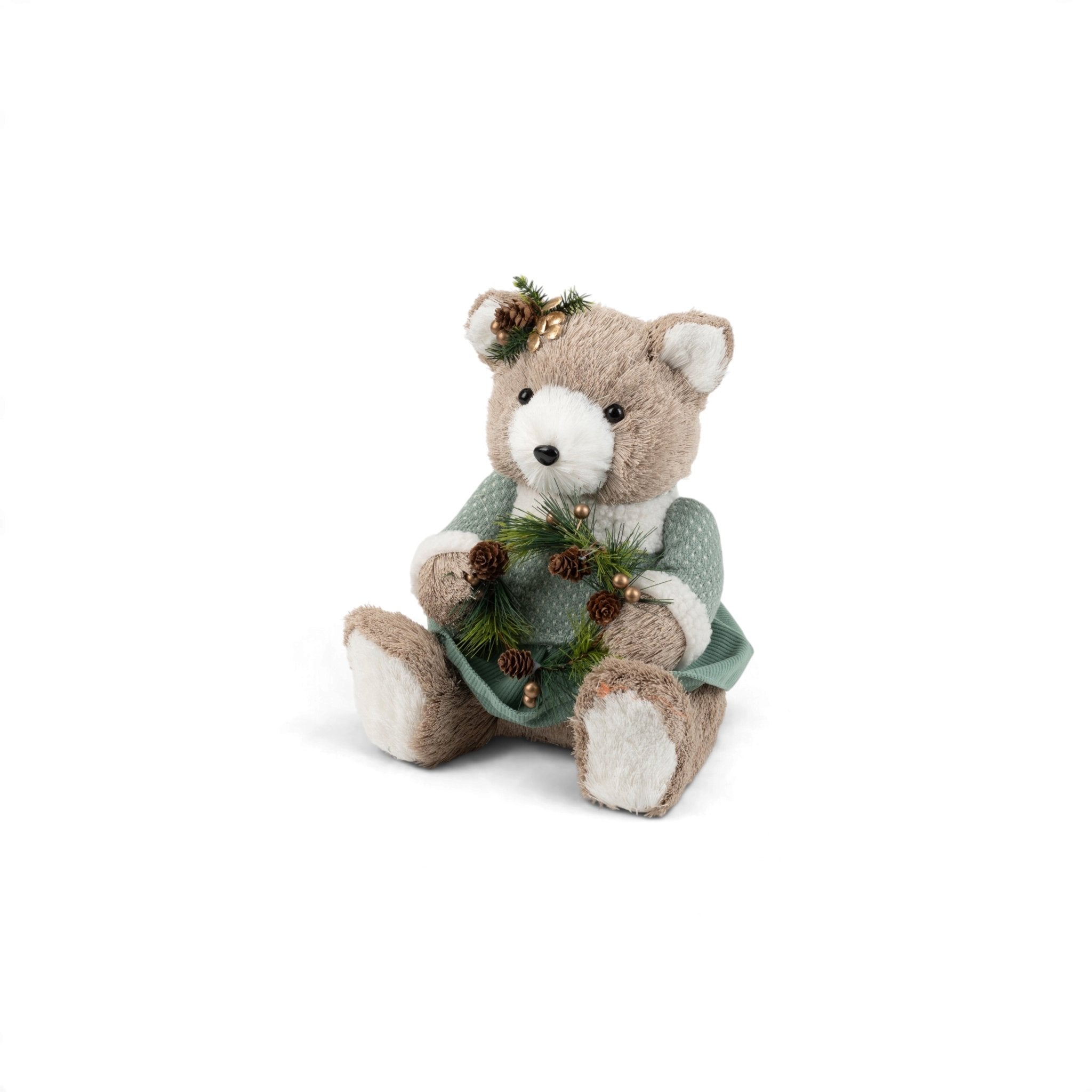 Sitting Bear with Christmas Wreath - Urban Home