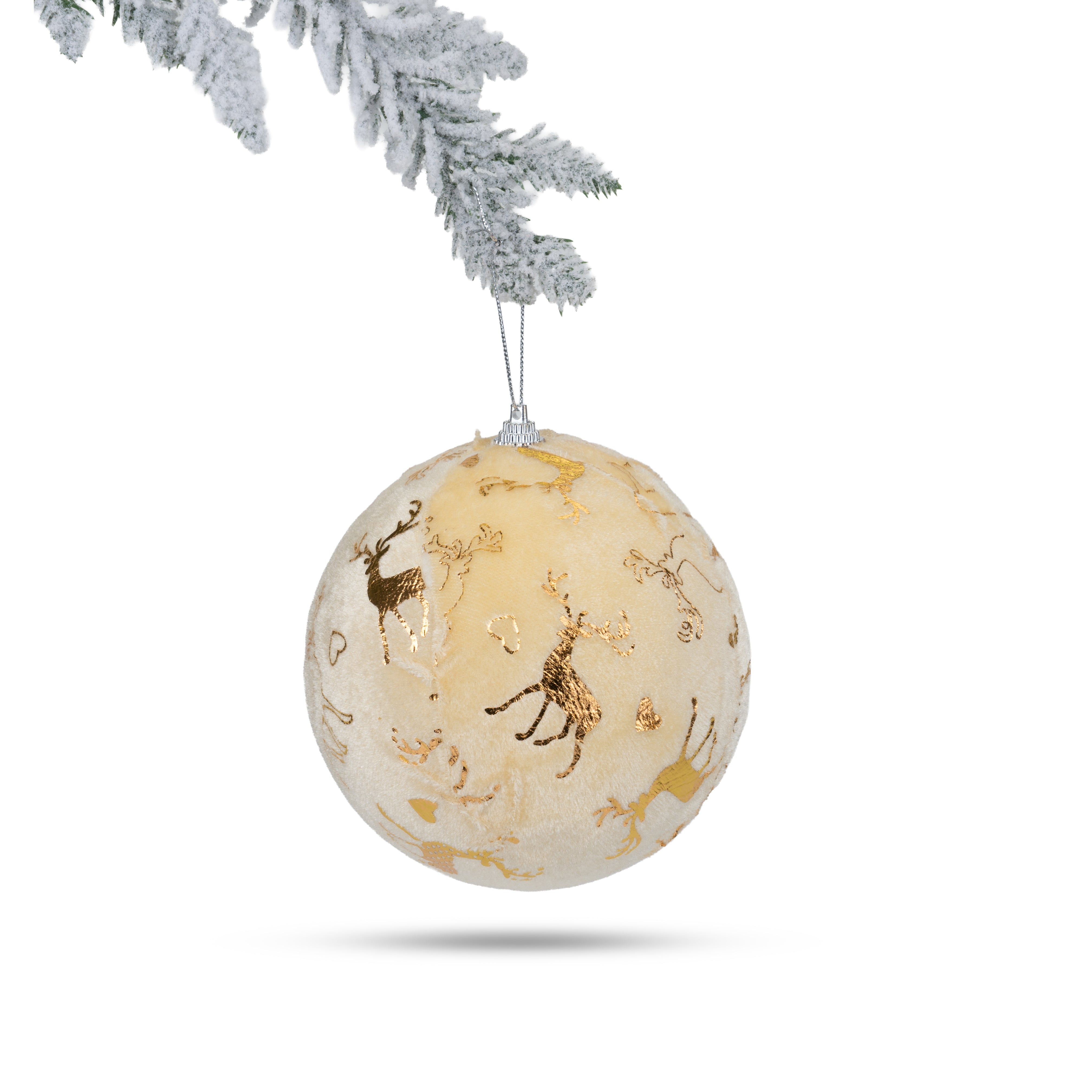 Lace Christmas Ball - Crème - 12cm