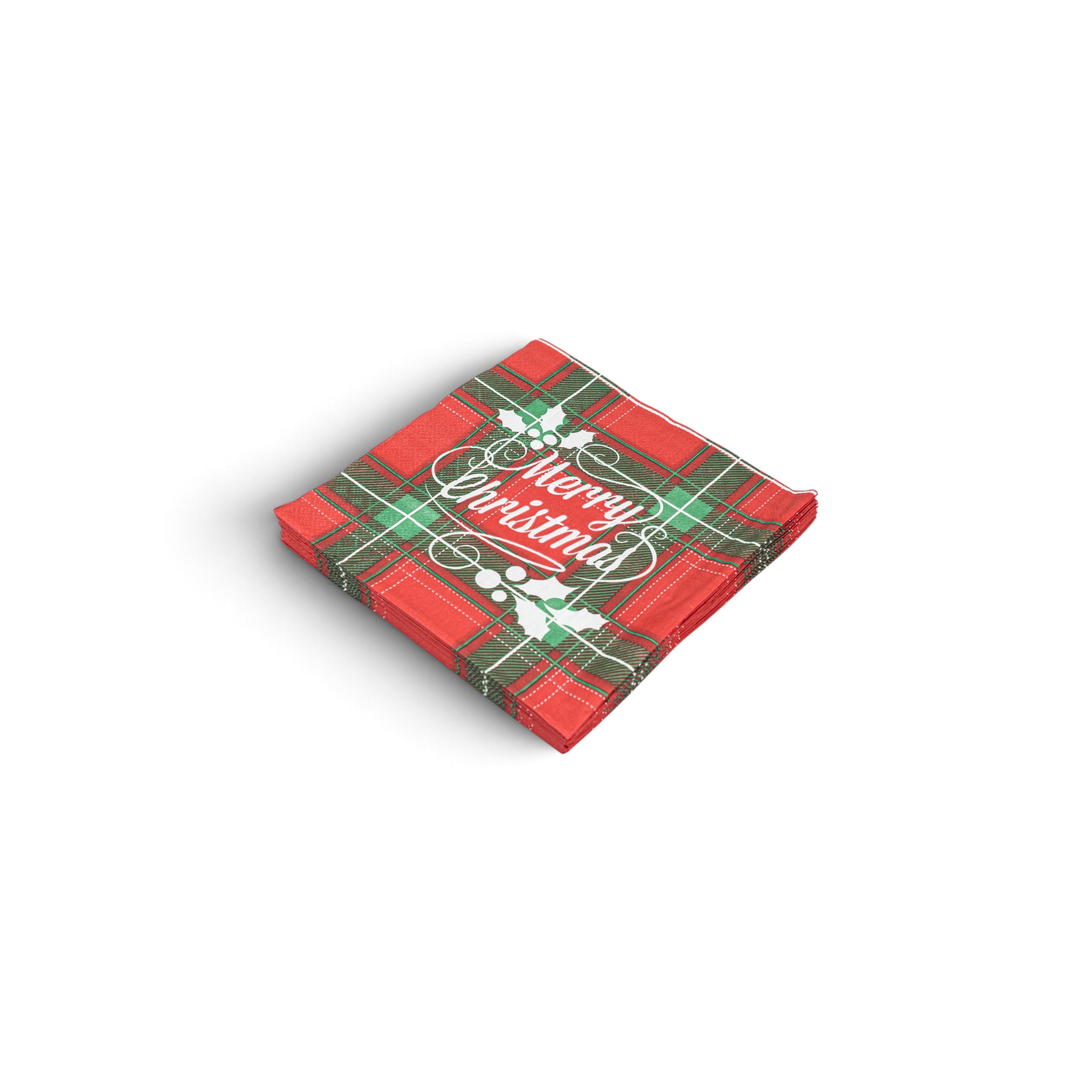 Christmas Napkins - Merry Christmas Tartan