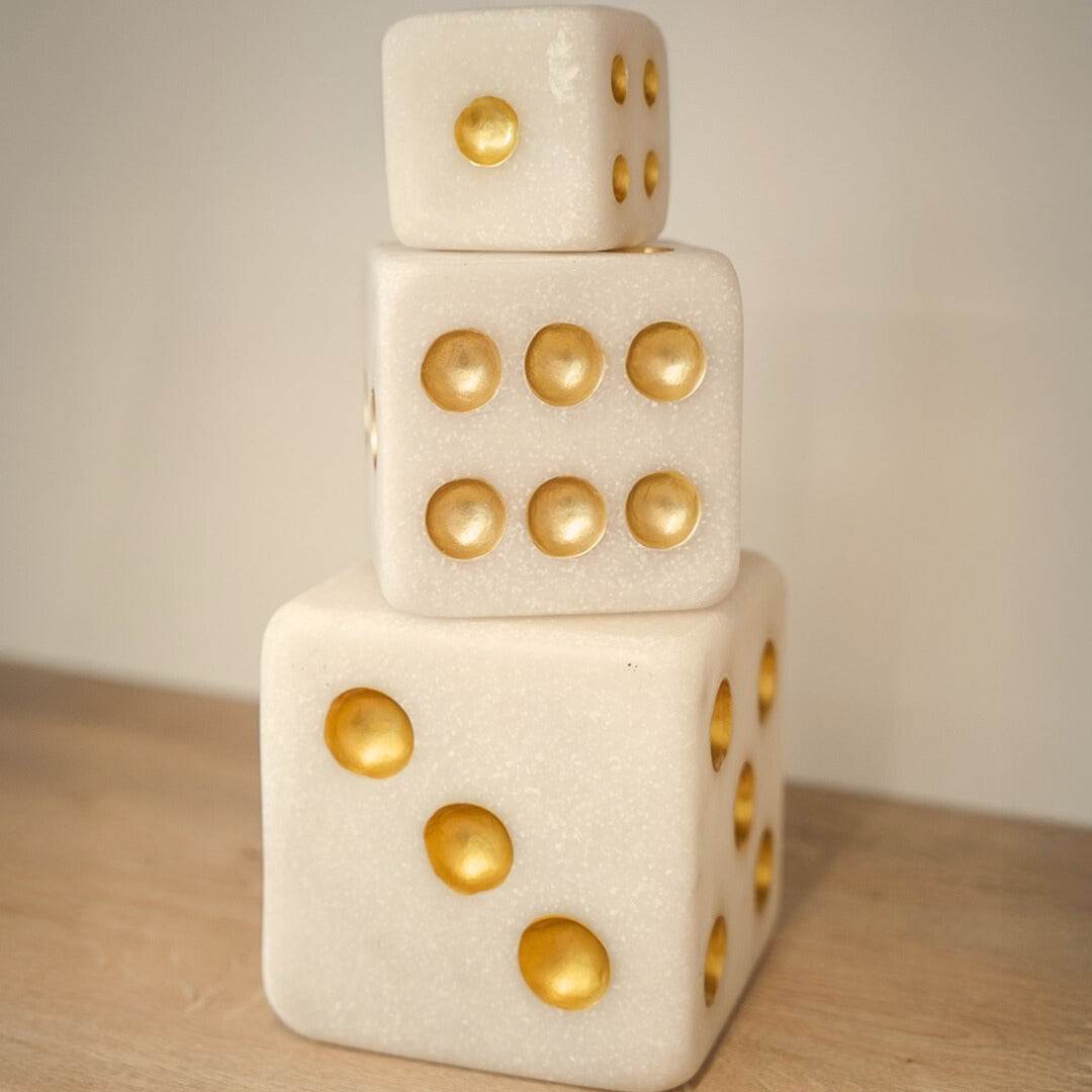 Lucky Dice Stack – White & Gold - Urban Home
