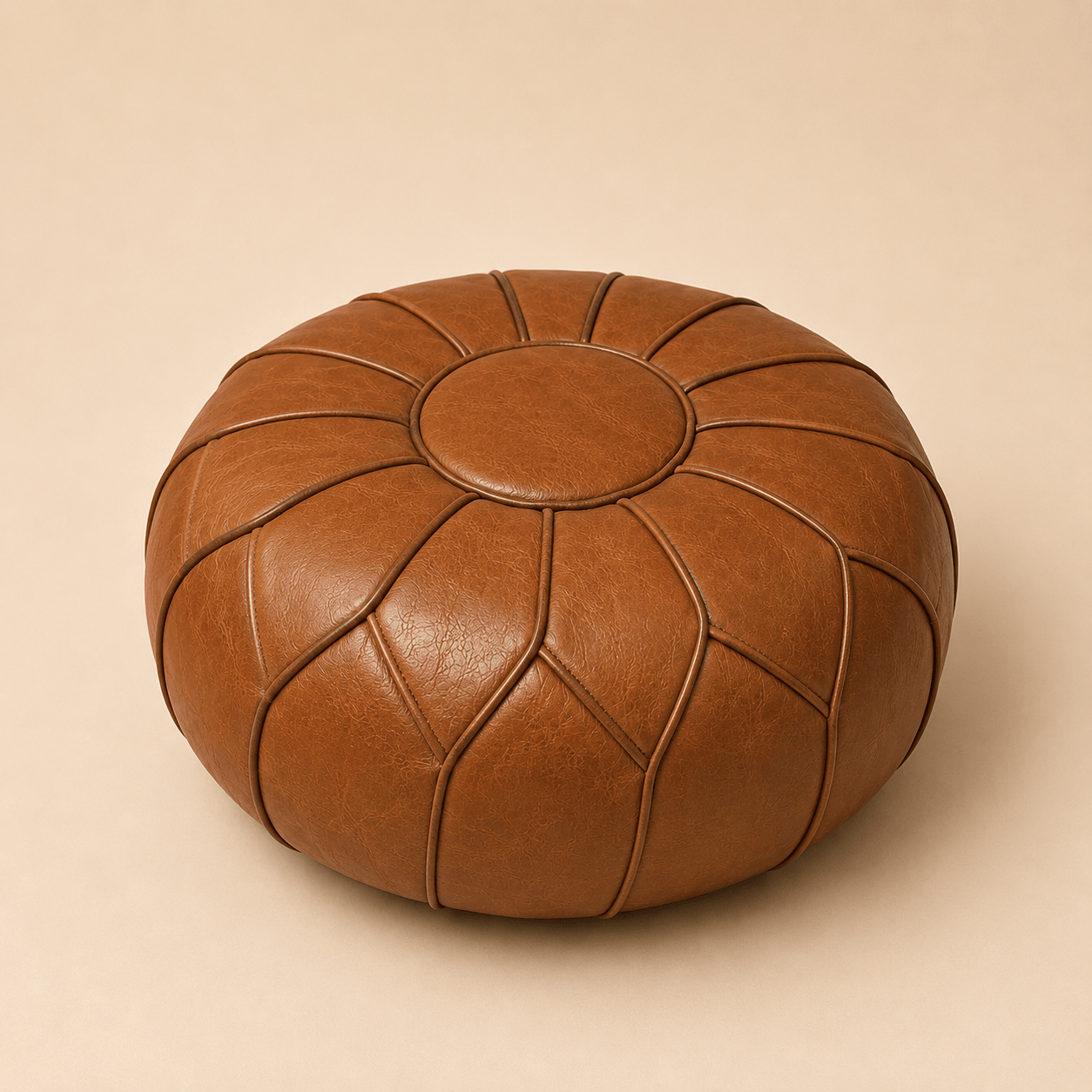 Flower Shaped Leather Poof - Urban Home