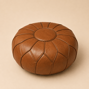 Flower Shaped Leather Poof - Urban Home