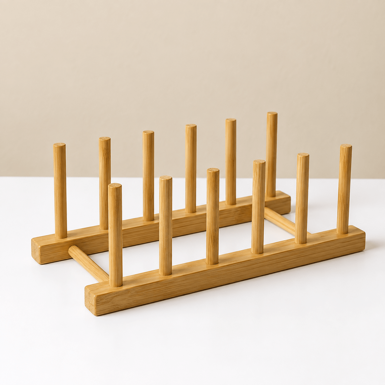 Bamboo Plate Stand – Holds 6 Plates - Urban Home