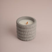 Ribbed Architectural Ceramic Candle with Wood Wick - Urban Home
