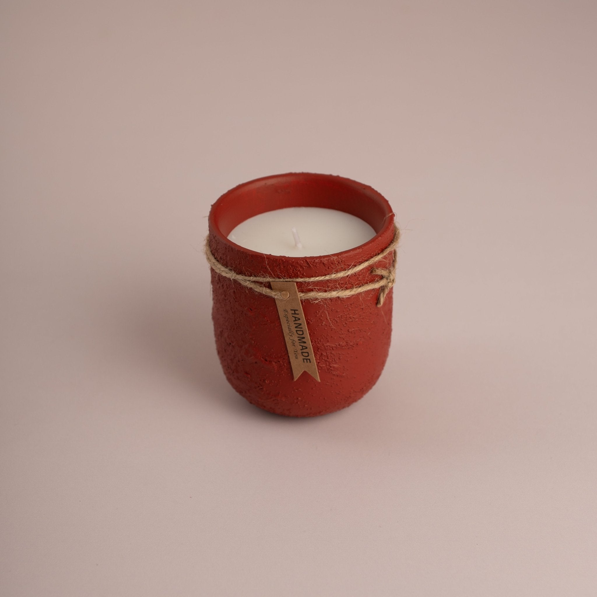 Rustic Crimson Textured Candle | Handcrafted Stone Finish - Urban Home