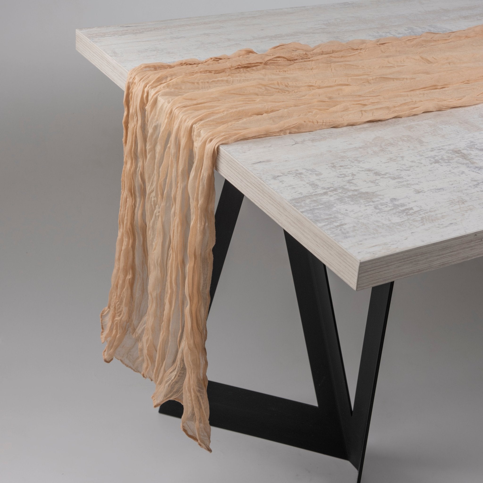 Beige Cheesecloth Table Runner (3m x 0.9m) - Urban Home