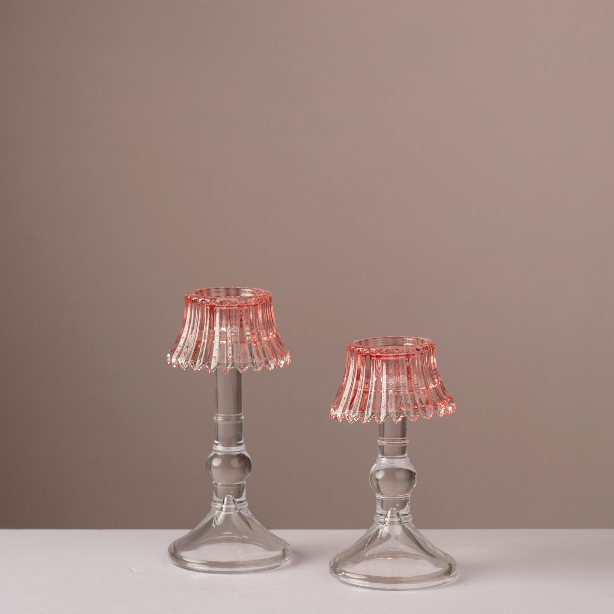 Pink Glass Lampshade Taper Candle Holder - Urban Home