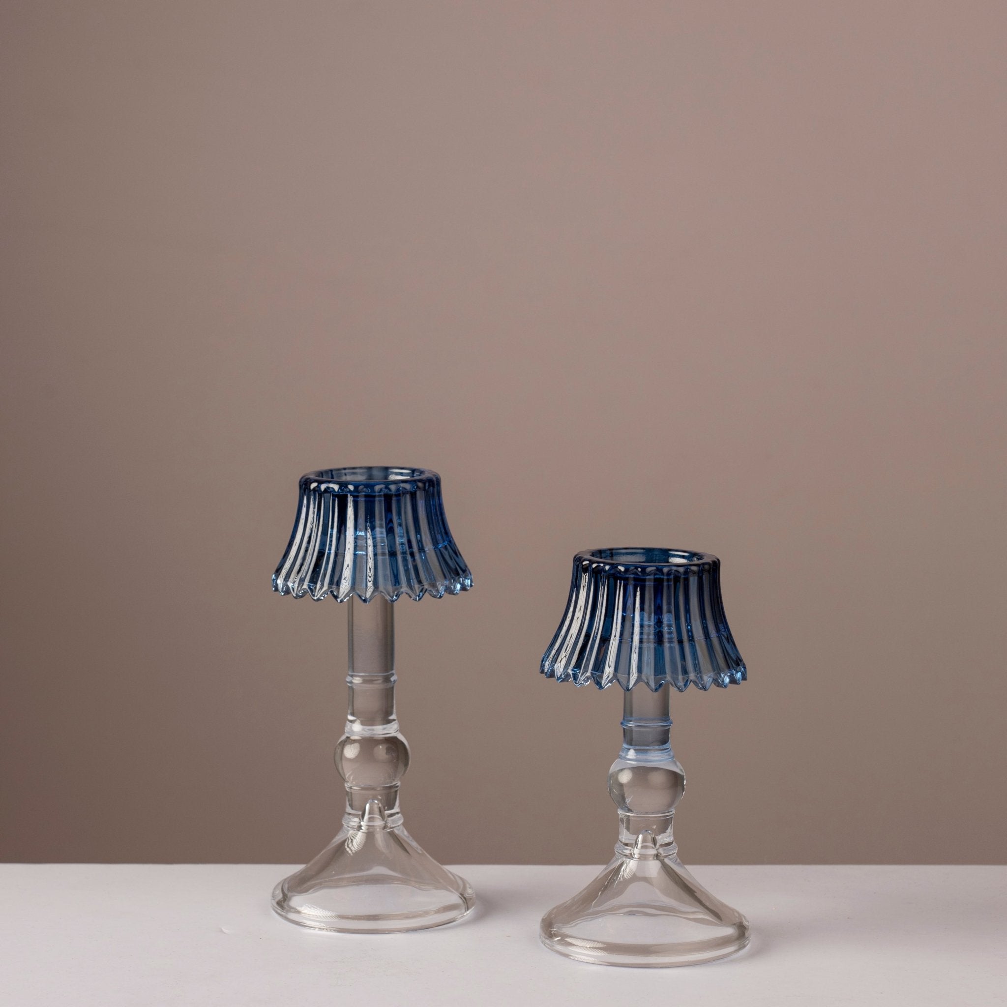 Blue Glass Lampshade Taper Candle Holder - Urban Home