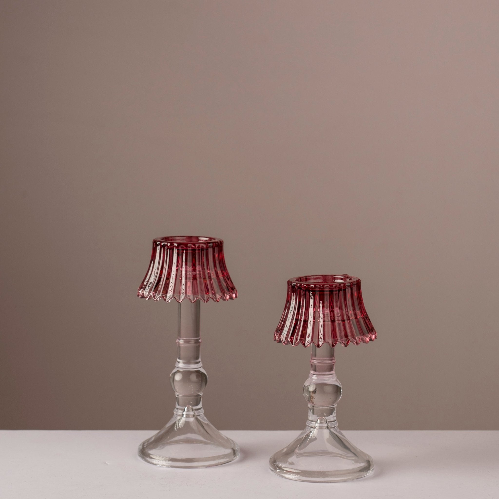 Red Glass Lampshade Taper Candle Holder - Urban Home