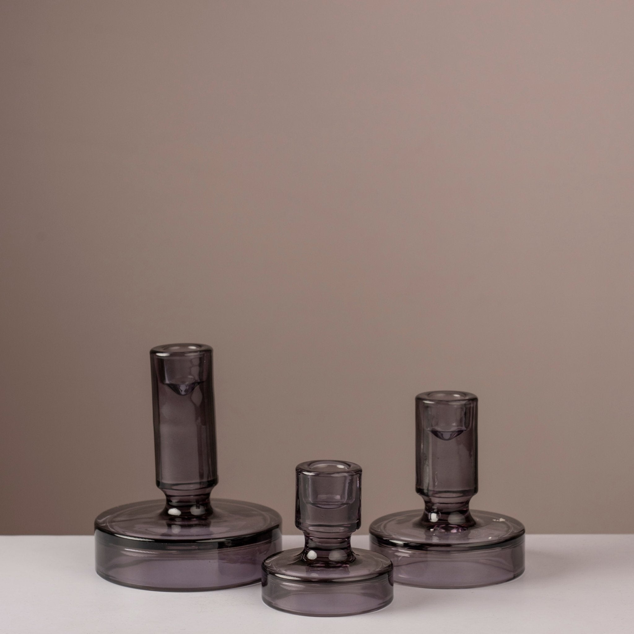 Ruby Glow Glass Candle Holders - Urban Home