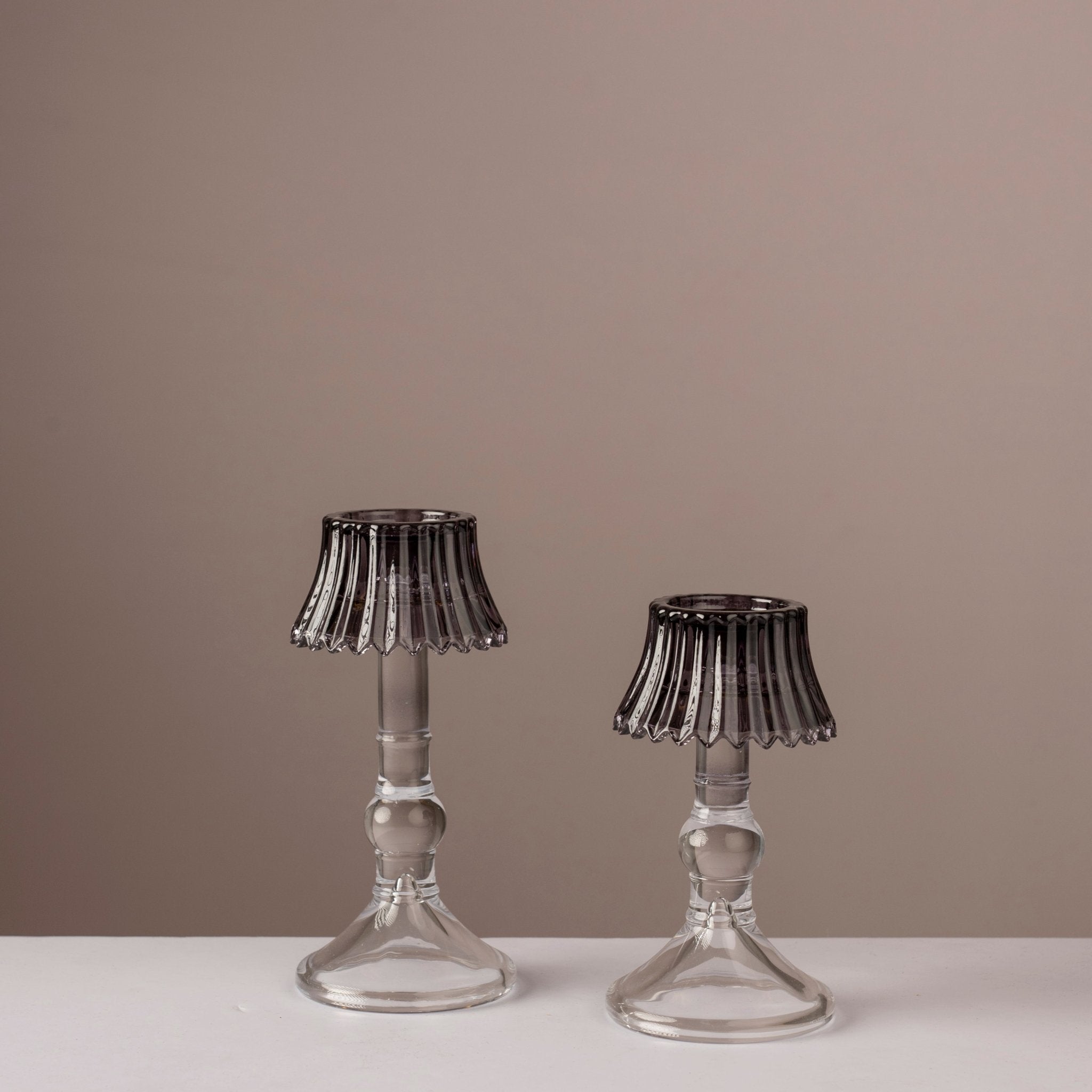 Black Glass Lampshade Taper Candle Holder - Urban Home