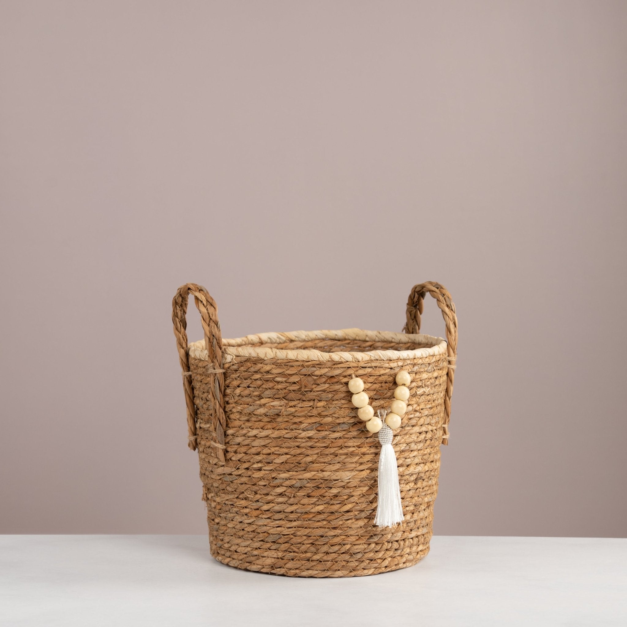 Boho Tassel Woven Basket - Urban Home