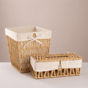 Square woven trash & tissue set - Beige - Urban Home