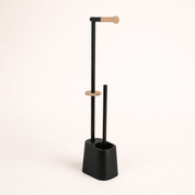Toilet stand with brush - Wood & black - Urban Home