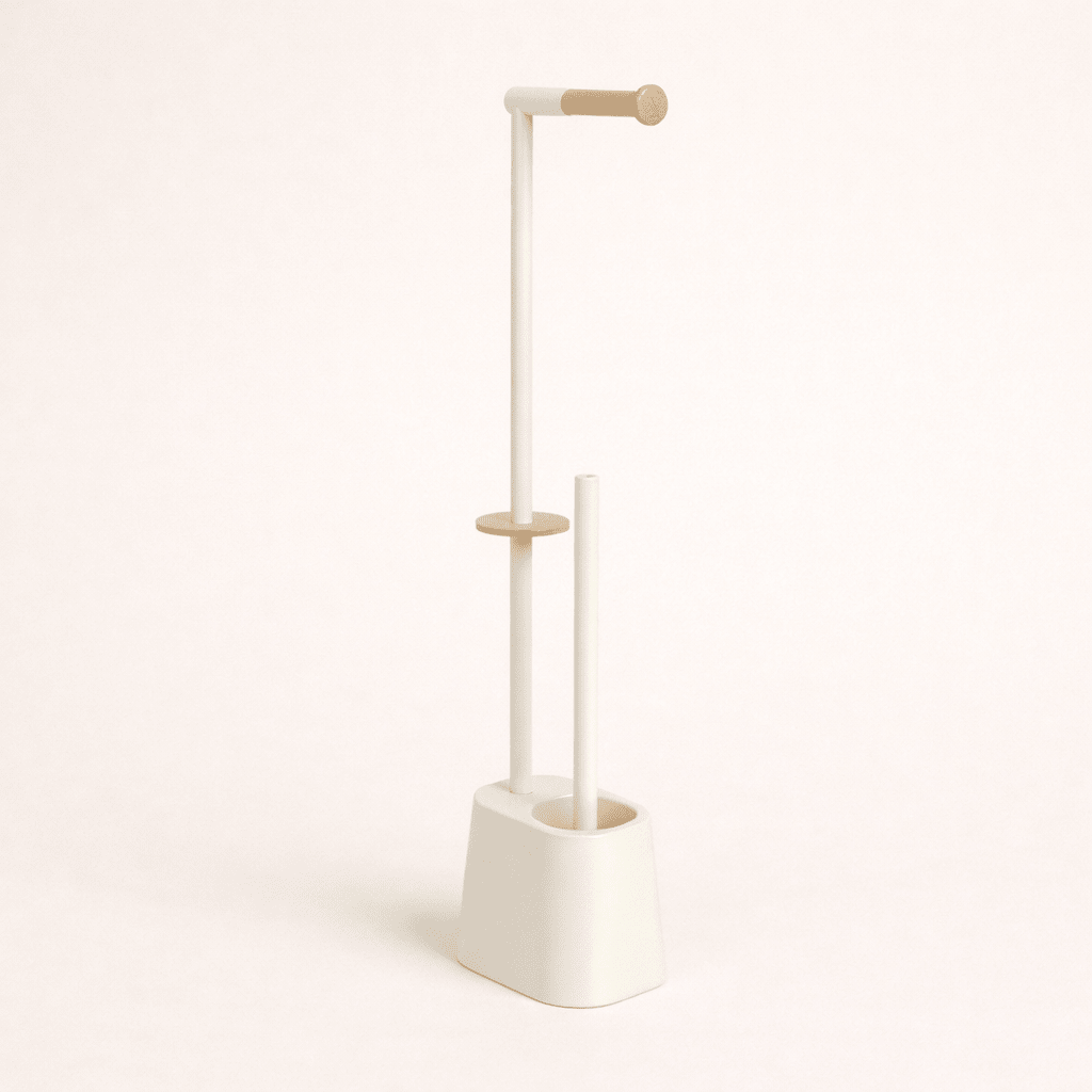 Toilet stand with brush - Wood & black - Urban Home