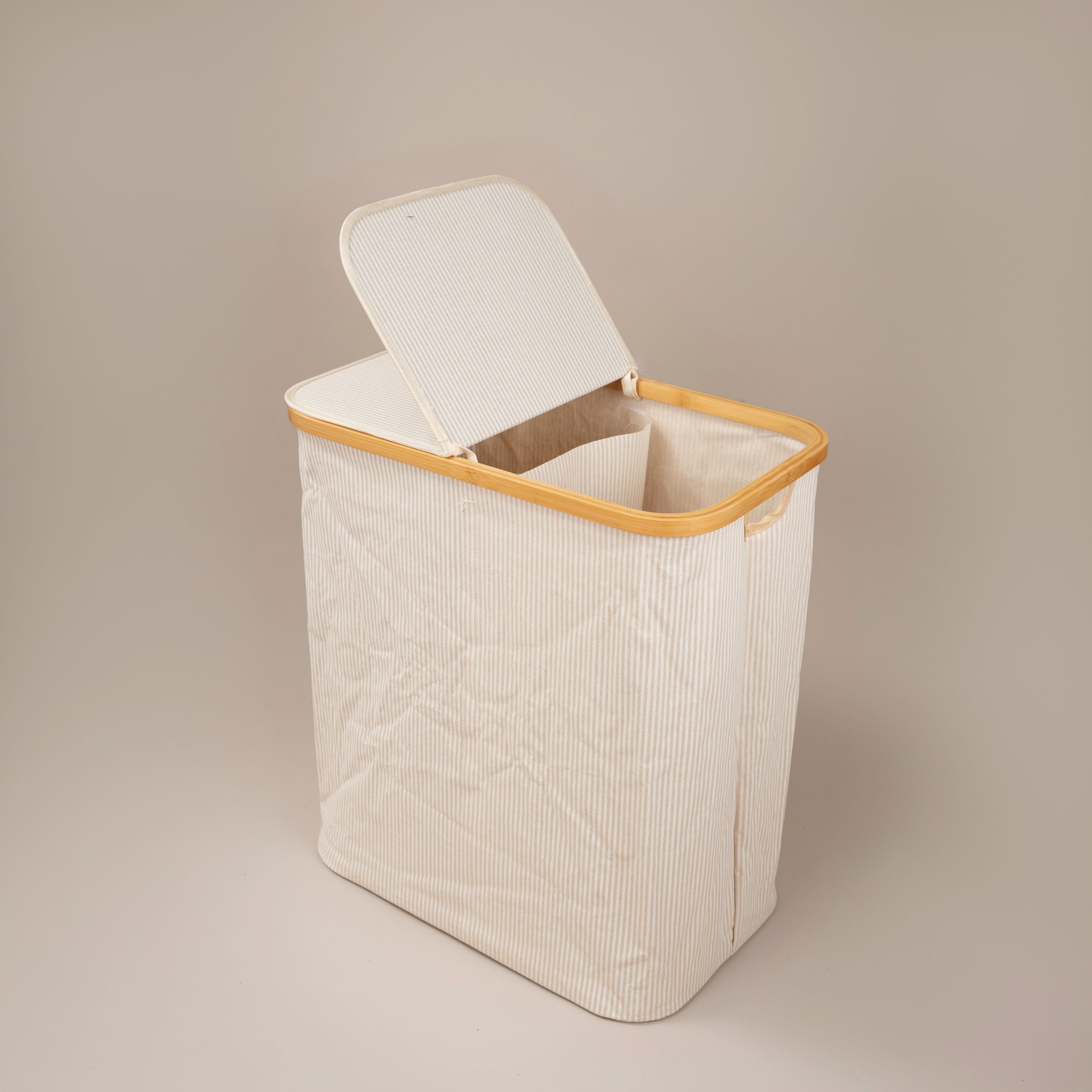 Bamboo Double Laundry Hamper with Lid