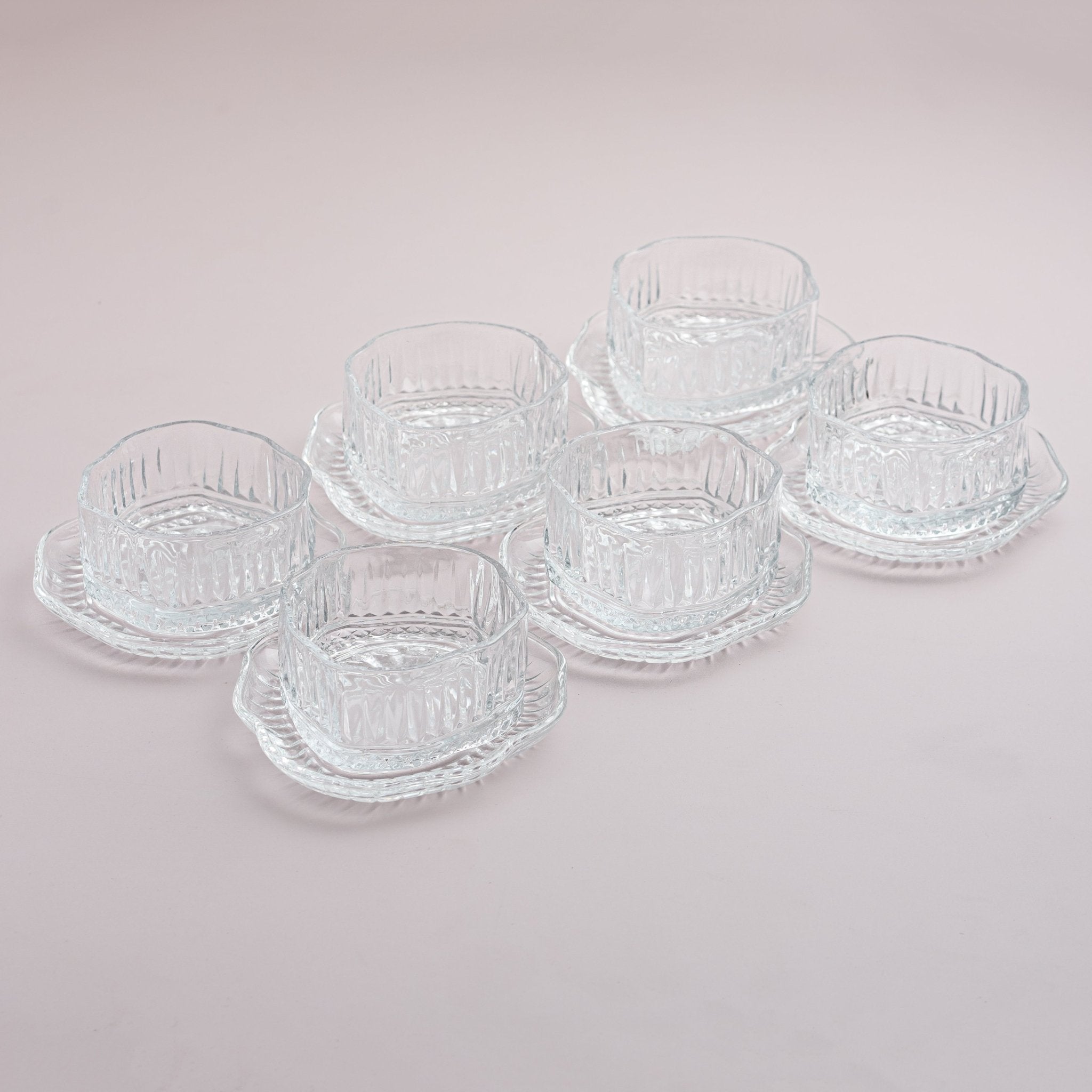 Gold Rim or clear Glass Dessert Bowl Set – 6 Pieces - Urban Home