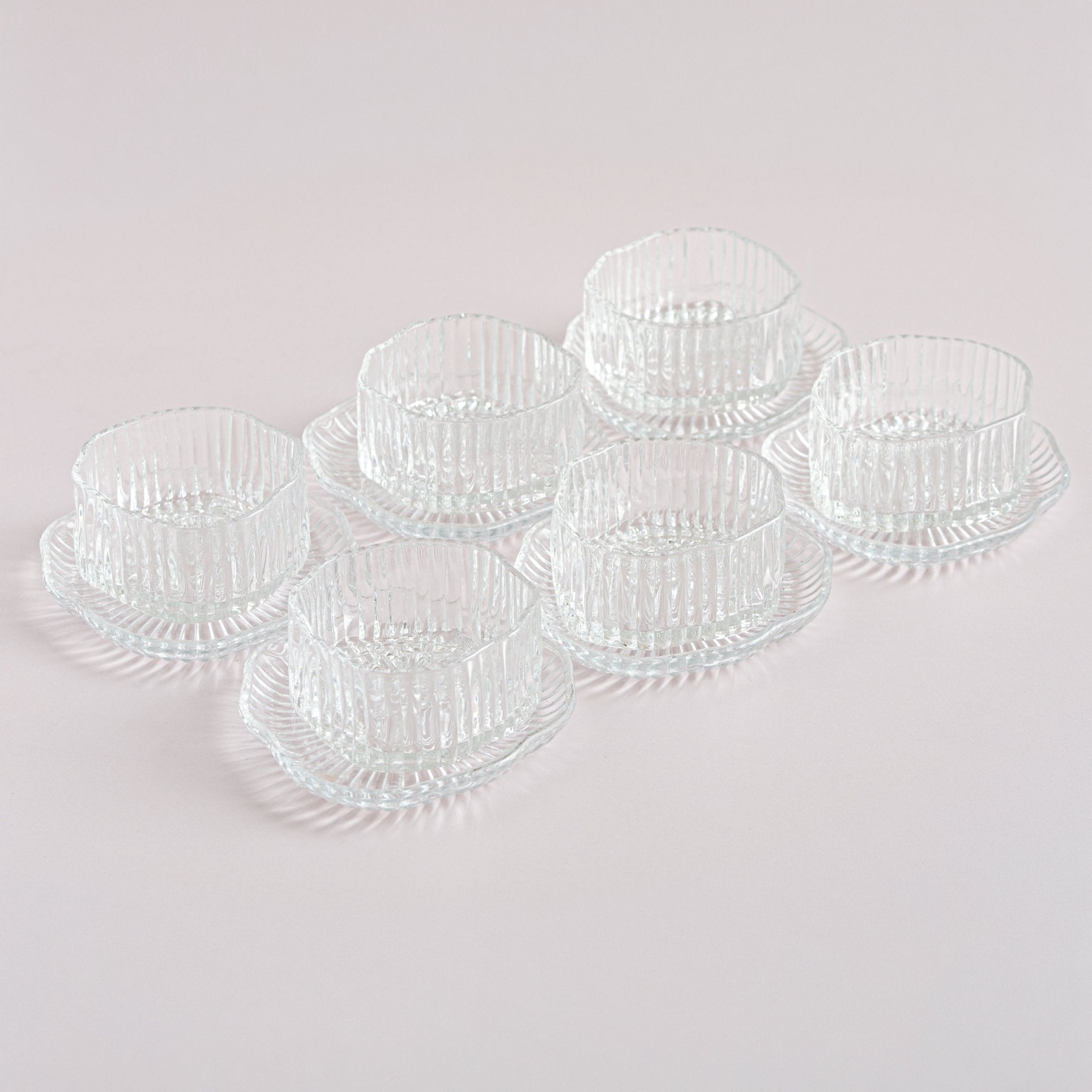 Gold Rim or clear Glass Dessert Bowl Set – 6 Pieces - Urban Home