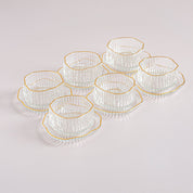 Gold Rim or clear Glass Dessert Bowl Set – 6 Pieces - Urban Home