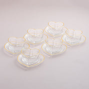 Gold Rim or clear heart shaped Glass Dessert Bowl Set – 6 Pieces - Urban Home