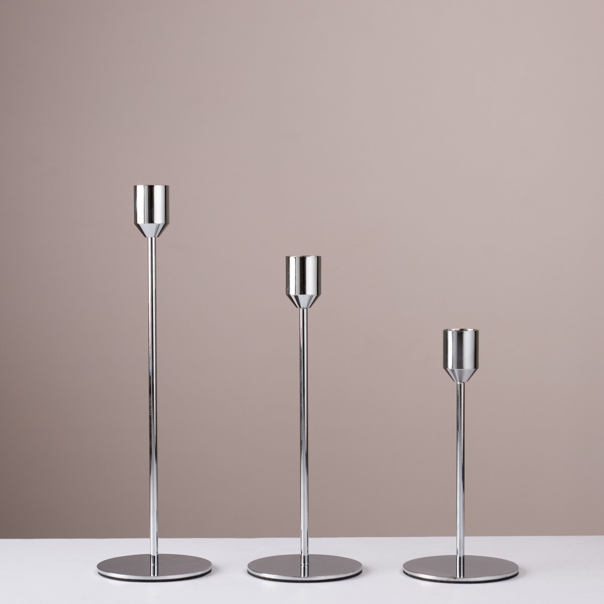 Modern Metal Taper Candle Holder Set - 3 Heights - Urban Home