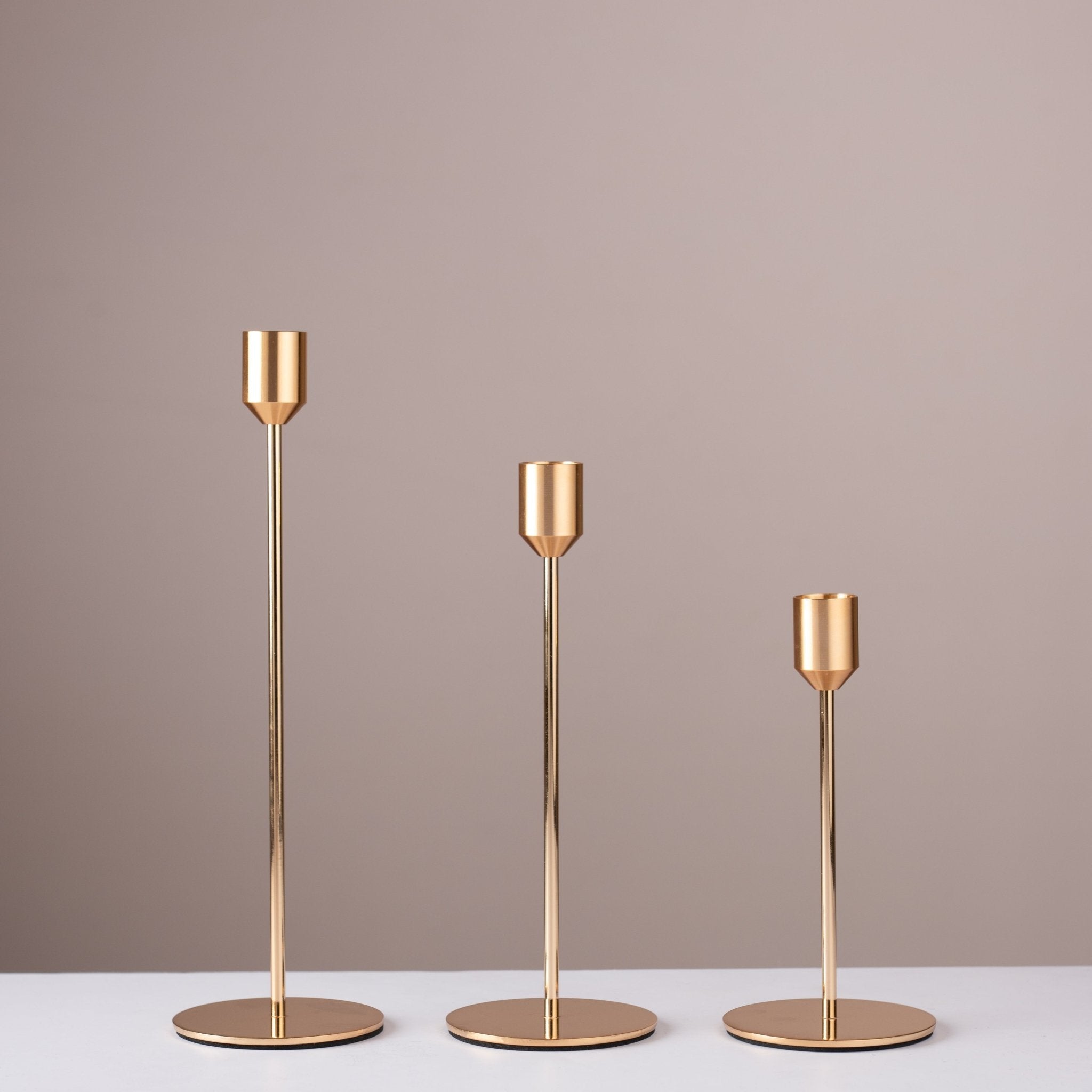 Modern Metal Taper Candle Holder Set - 3 Heights - Urban Home