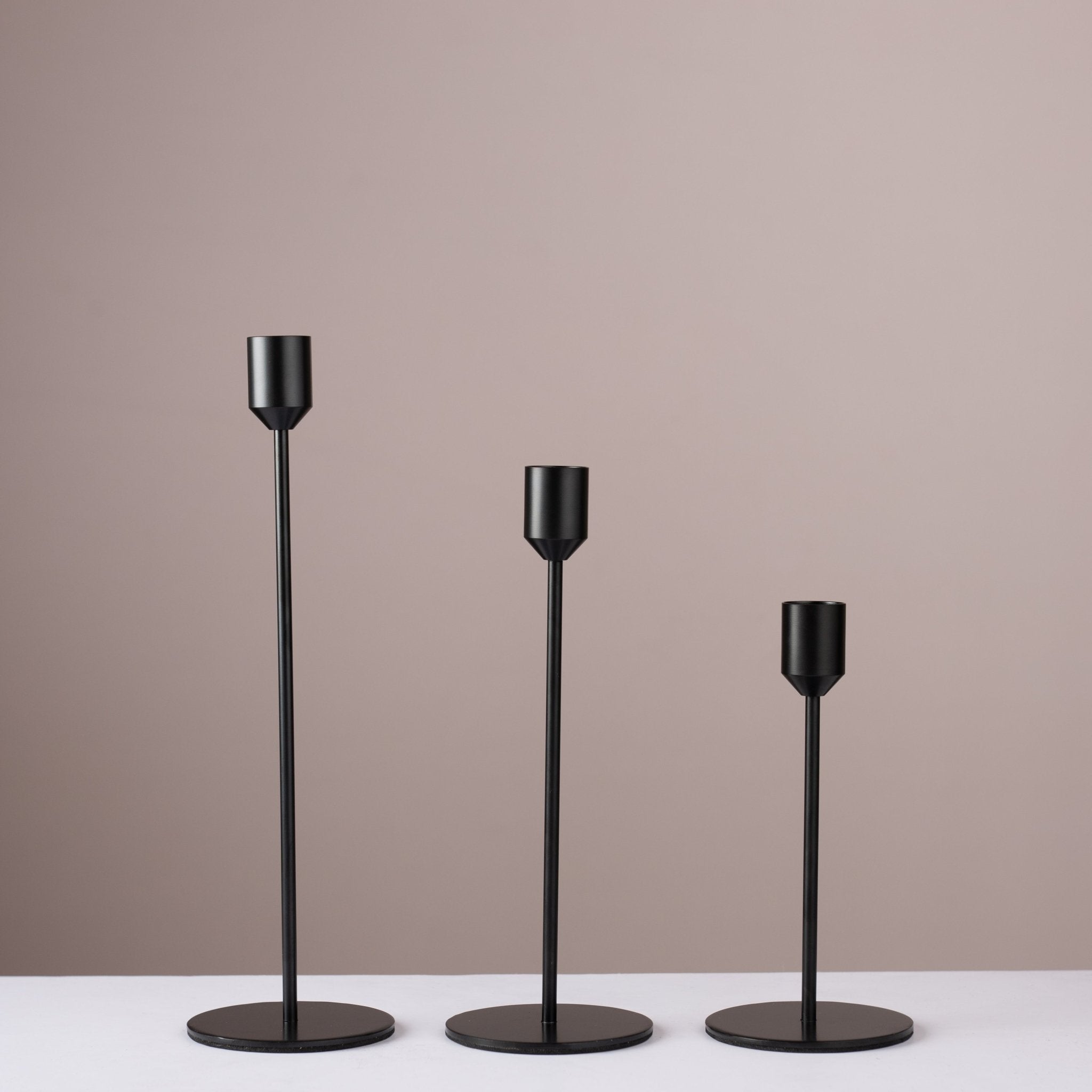 Modern Metal Taper Candle Holder Set - 3 Heights - Urban Home