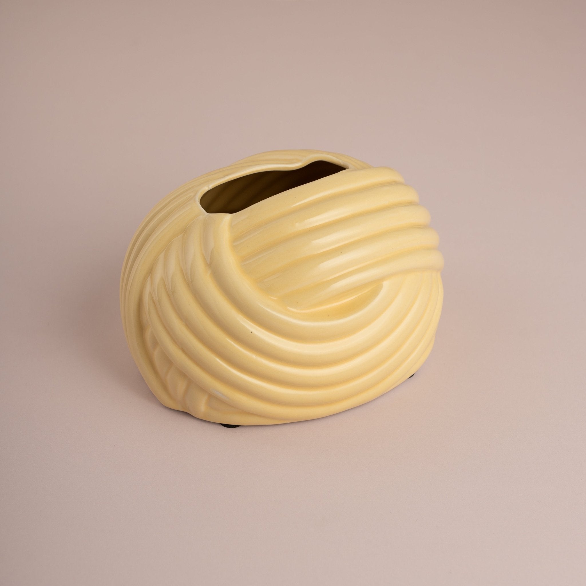 Modern Ribbed Knot Ceramic Tissue Box - Urban Home
