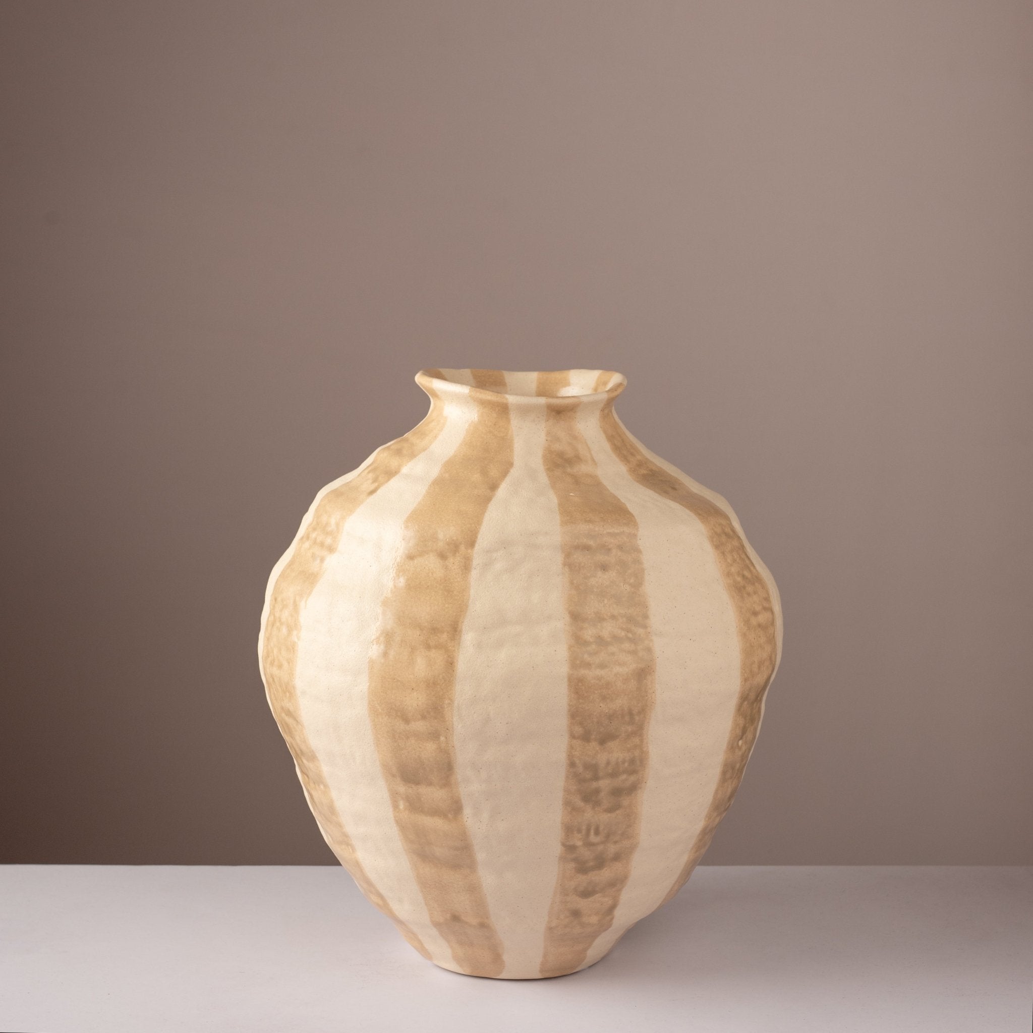Striped Artisan Ceramic Vase - Urban Home