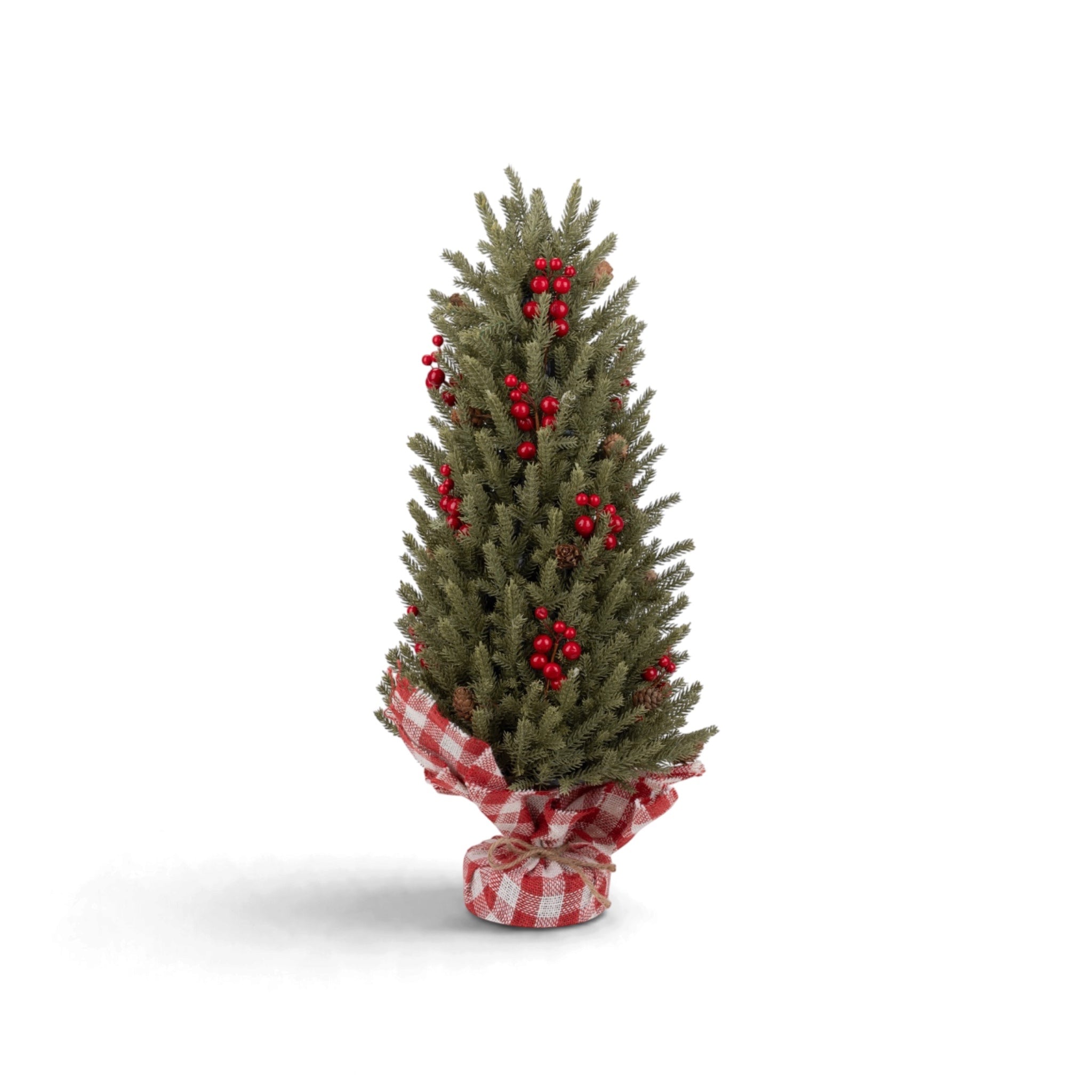 Pine Tree with Red Berries & Tartan Base - 65cm