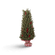 Pine Tree with Red Berries & Tartan Base - 75cm