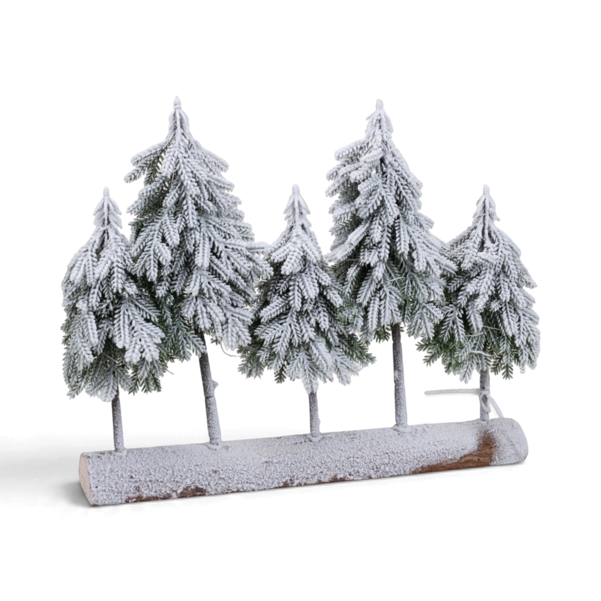 Snowy Tree Village on Base with Light - White