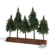 Snowy Tree Village on Base with Light - Green