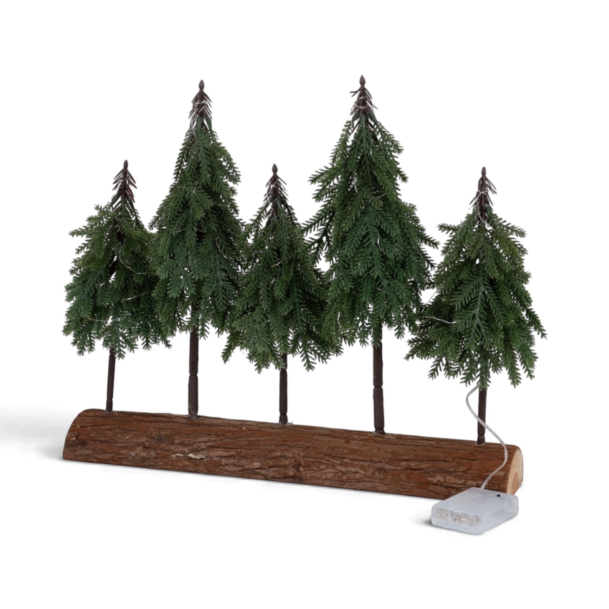 Snowy Tree Village on Base with Light - Green