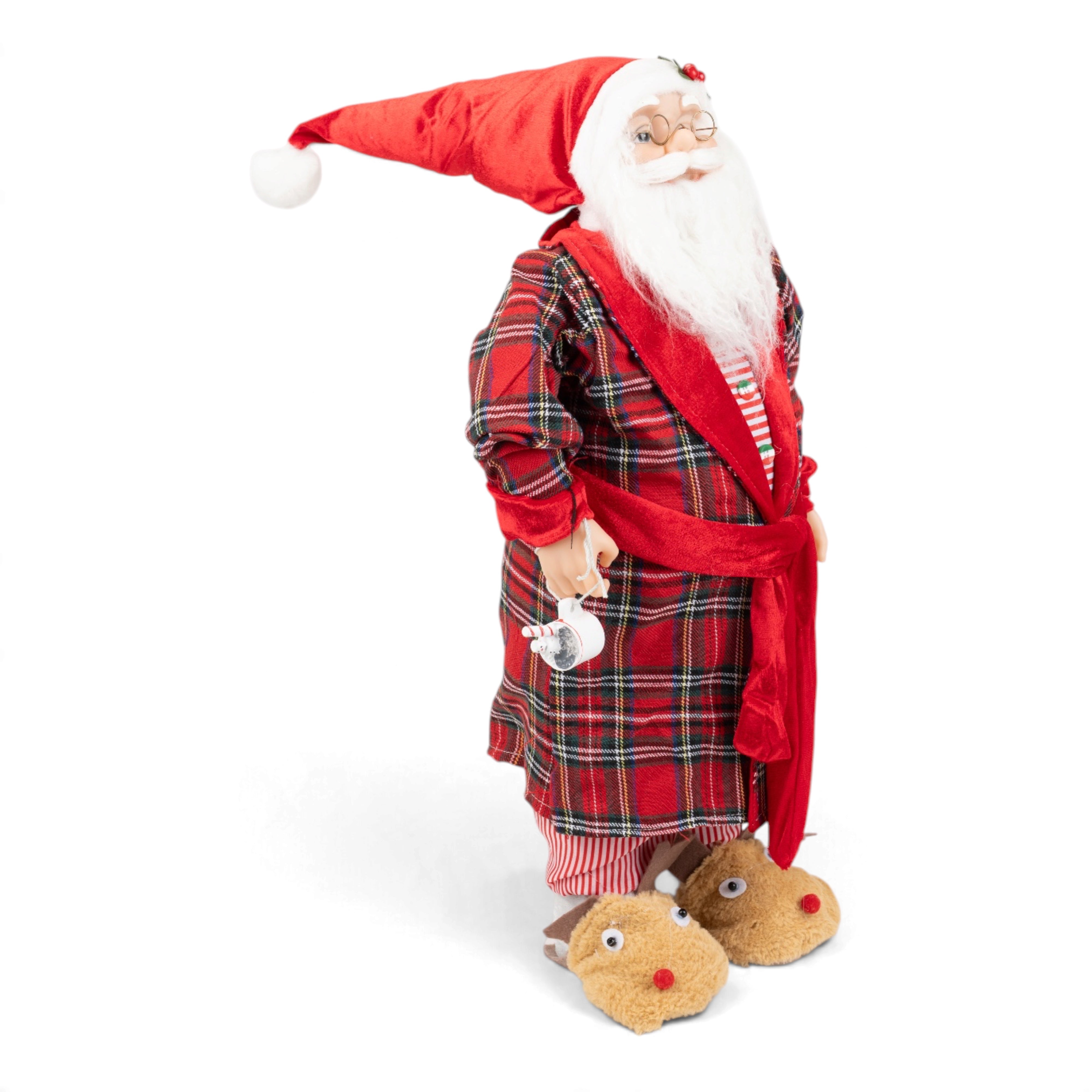 Santa in Tartan Robe with Slippers